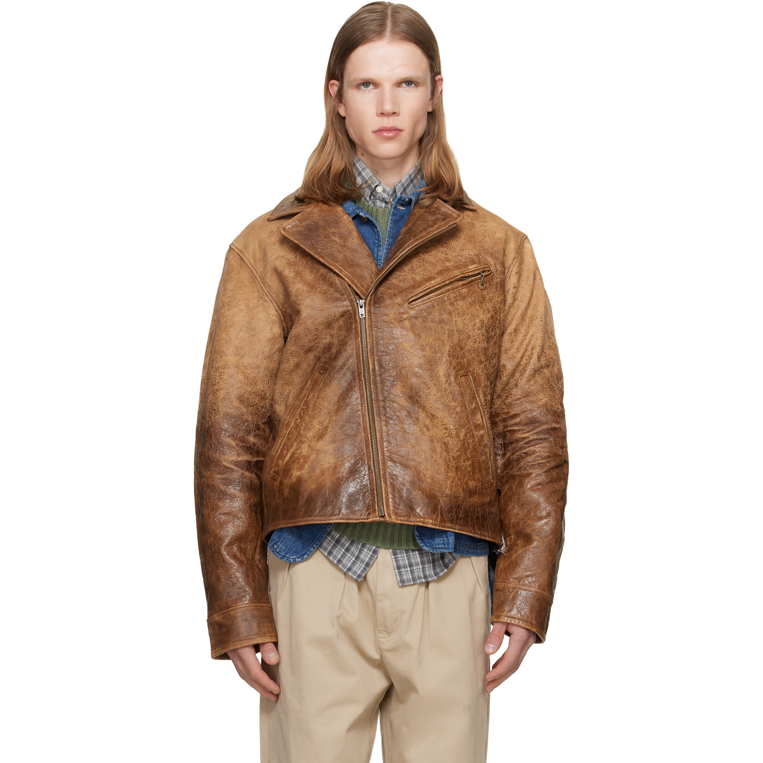 Polo Ralph Lauren Brown Leather Moto Jacket