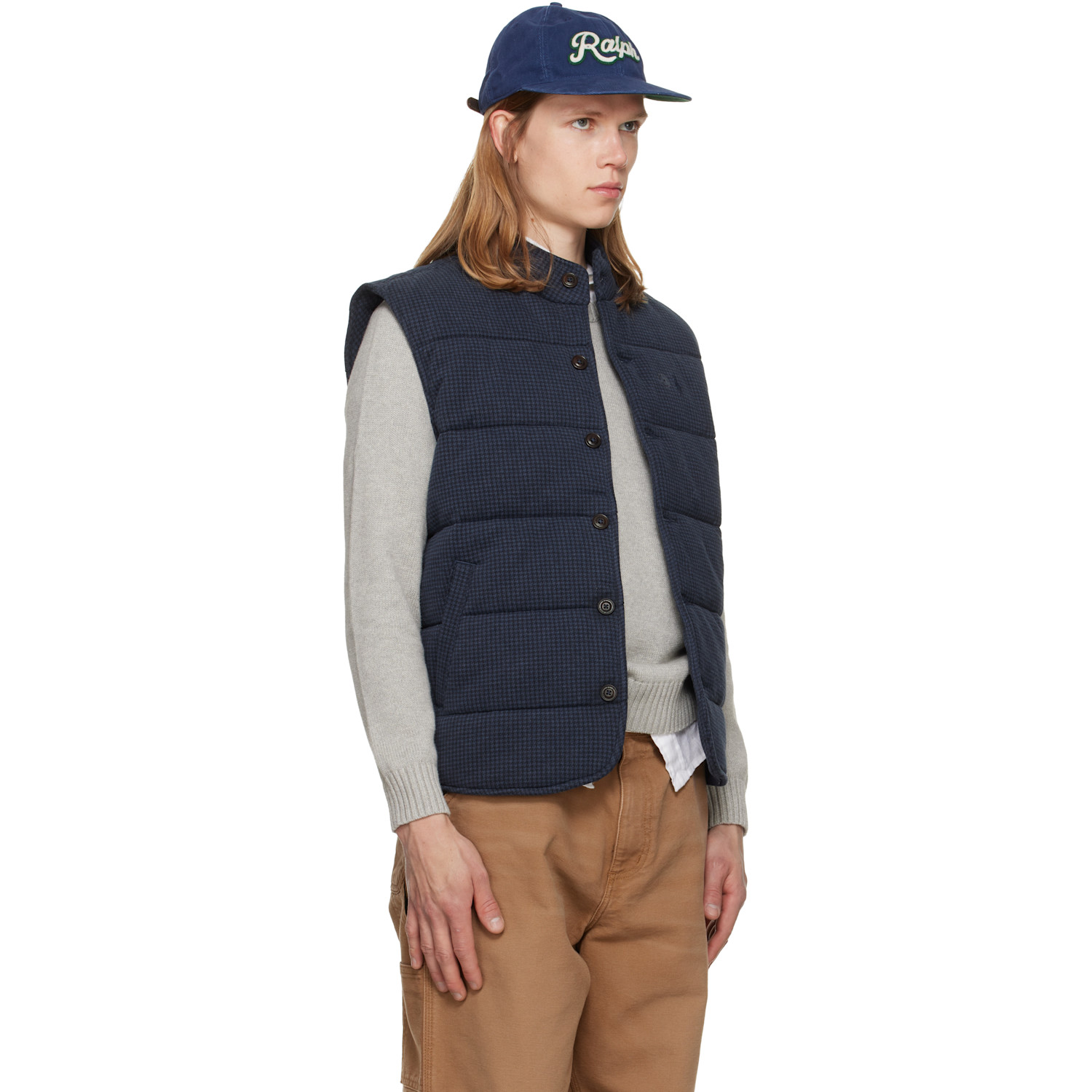  Polo Ralph Lauren Navy Houndstooth-print Estate-rib Vest 
