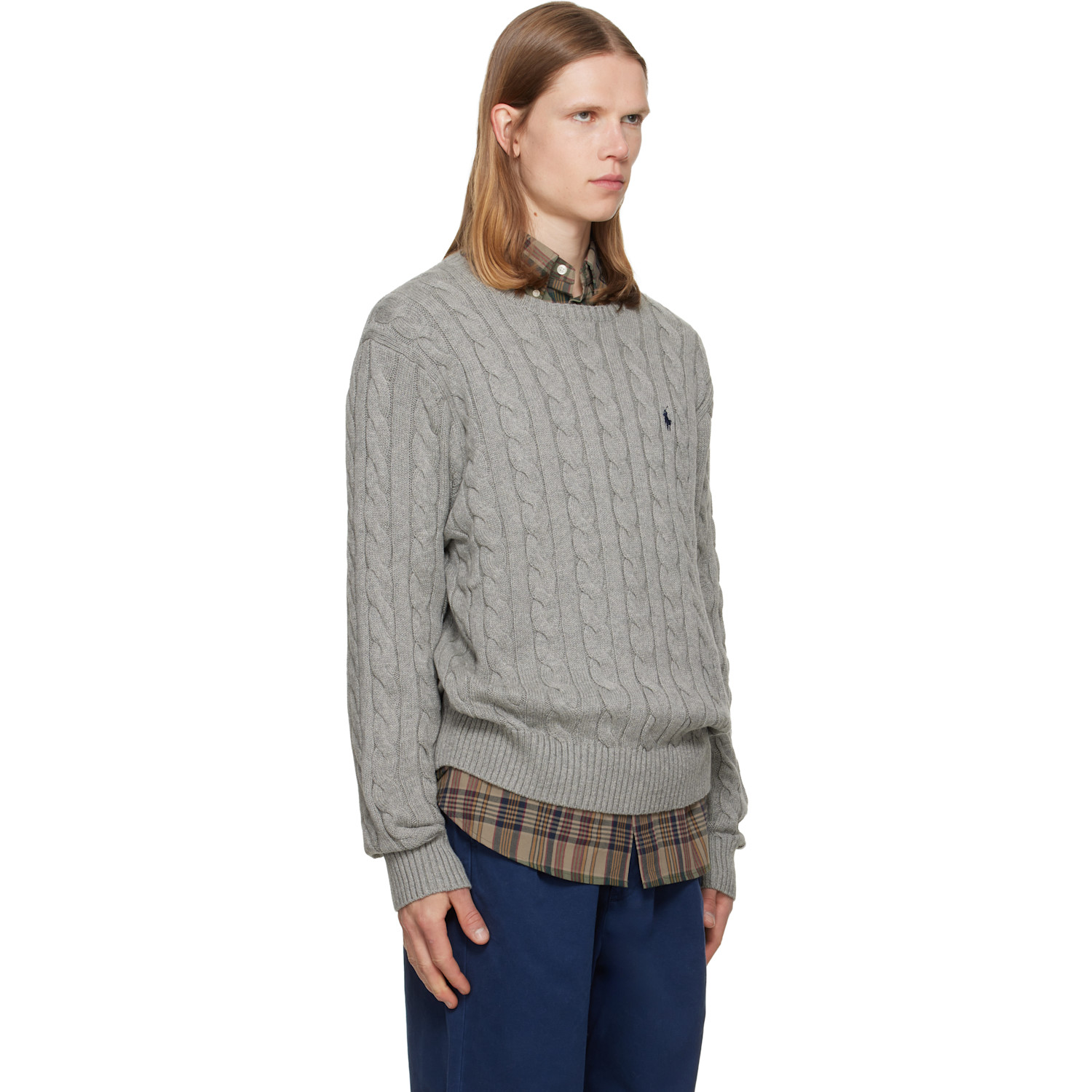  Polo Ralph Lauren Gray Cable-knit Cotton Sweater 