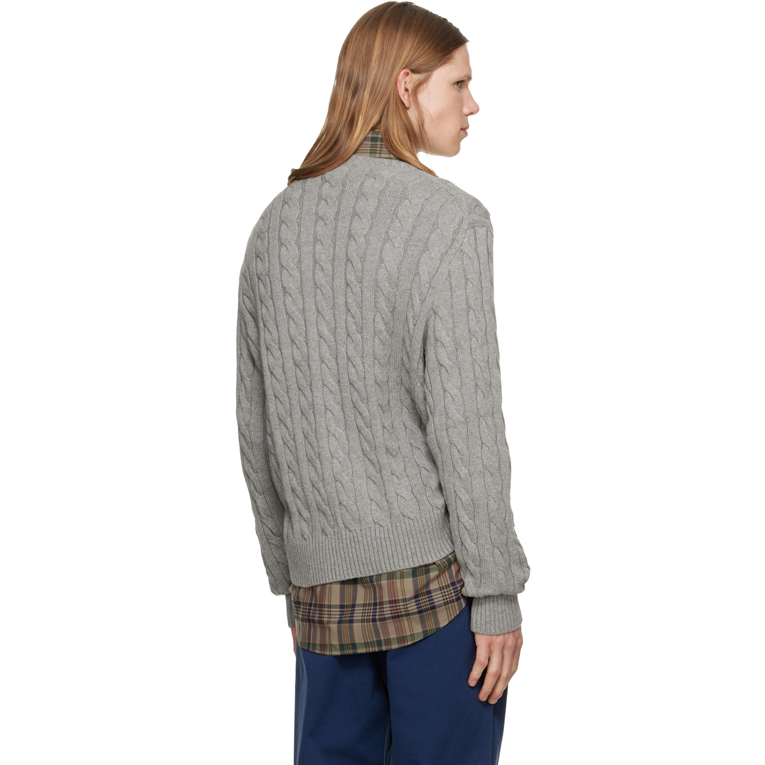  Polo Ralph Lauren Gray Cable-knit Cotton Sweater 