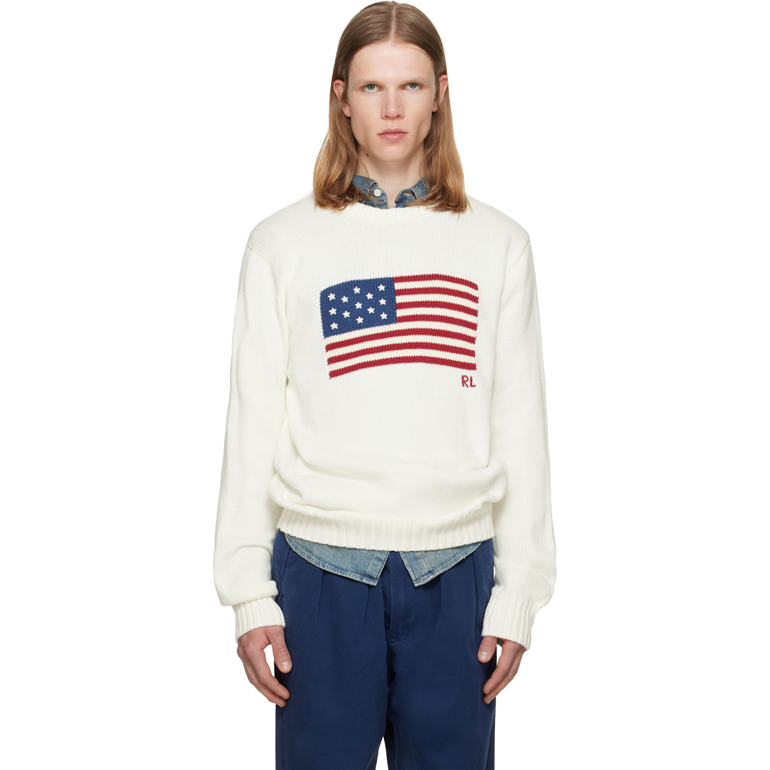 Polo Ralph Lauren White 'The Iconic Flag' Sweater