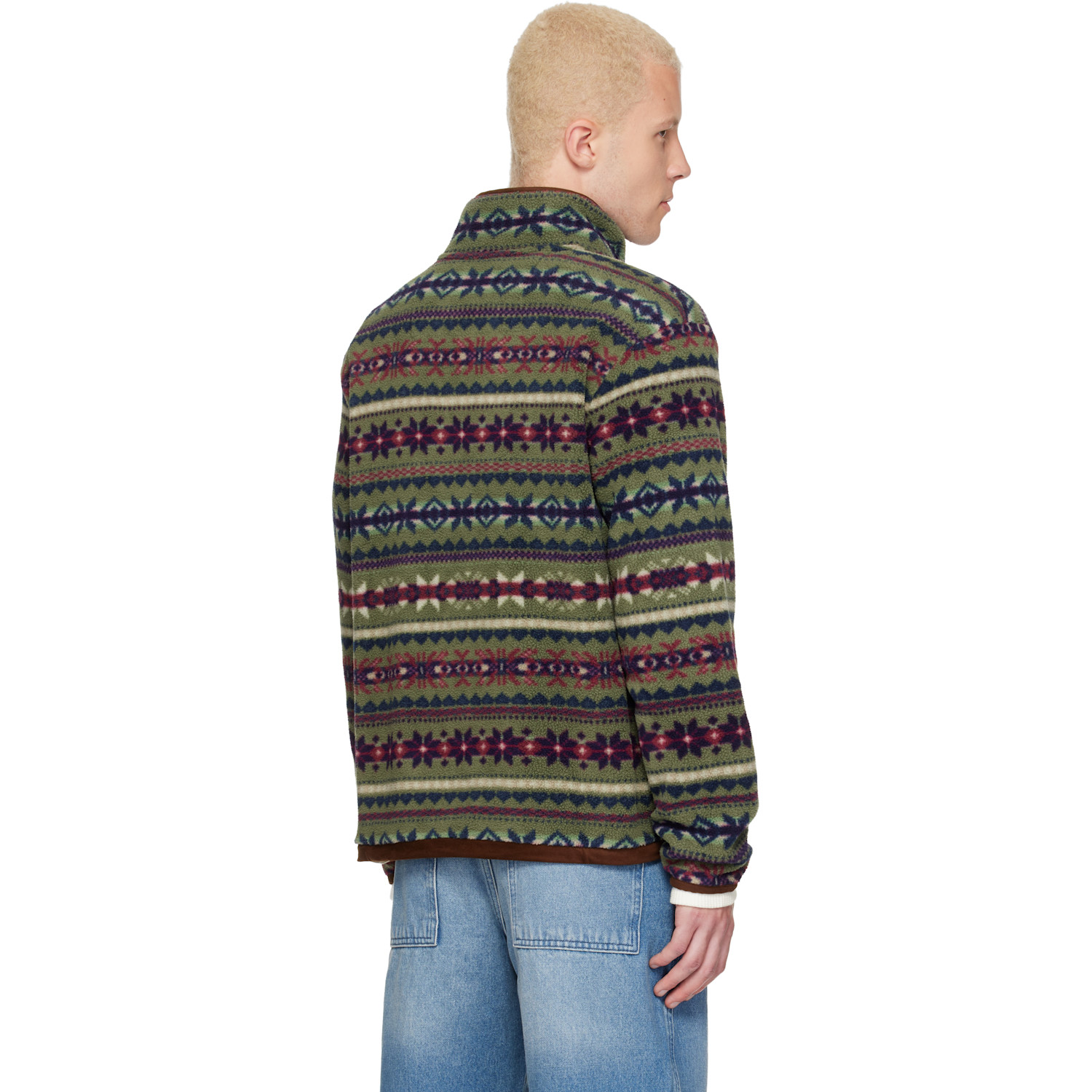  Polo Ralph Lauren Green Patterned Fleece Sweater 