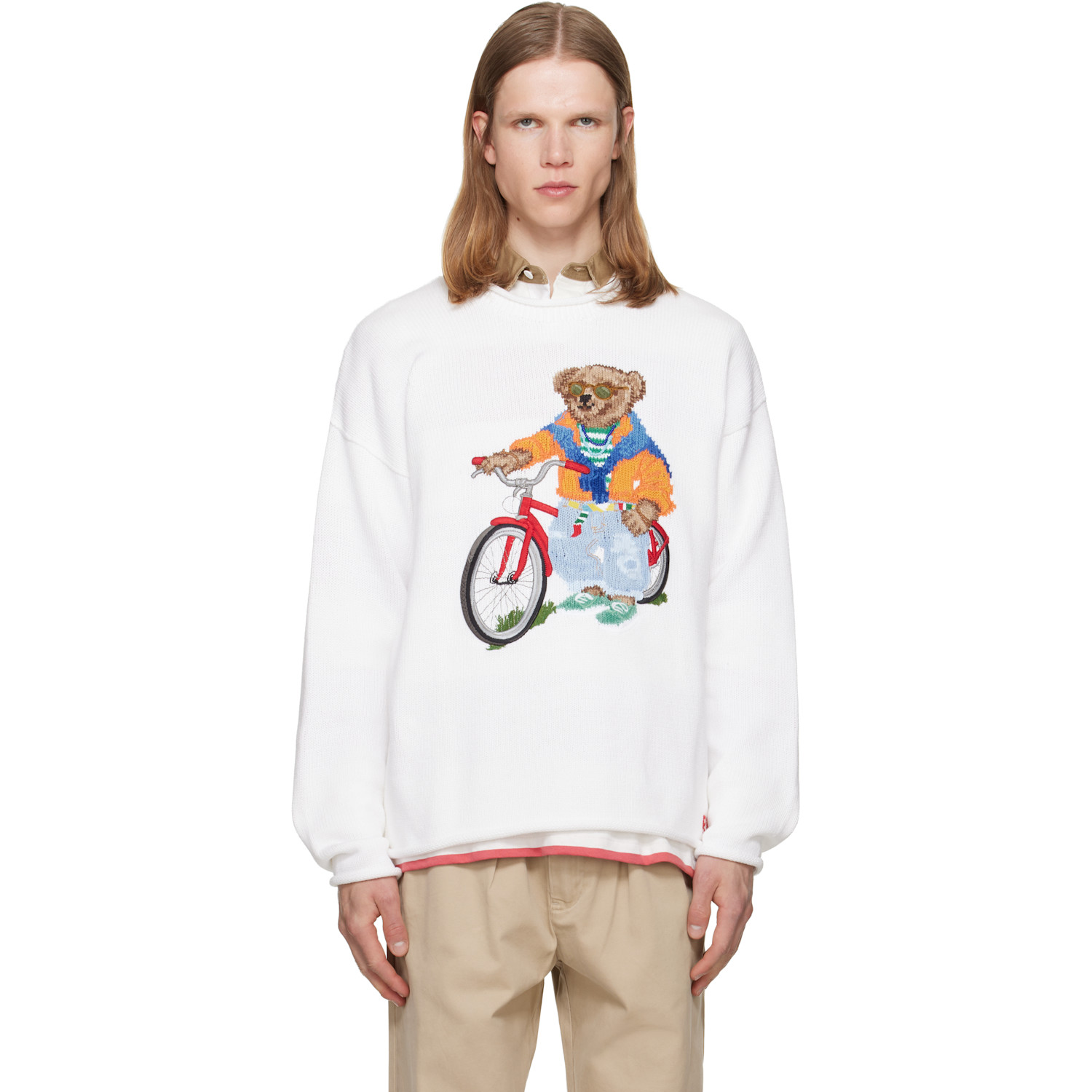 Polo Ralph Lauren White Polo Bear Bike Sweater