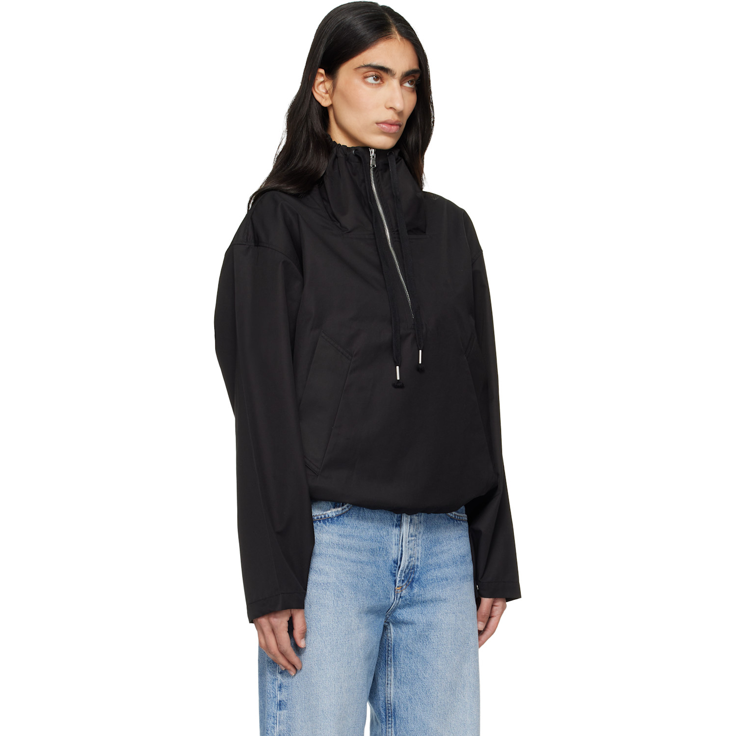  Agolde Black Lydia Nylon Popover Anorak 