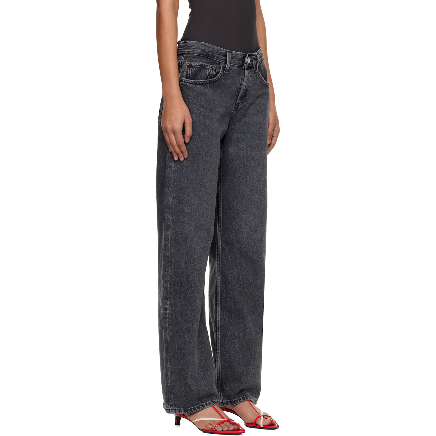  Agolde Black Low Rise Loose Jeans 