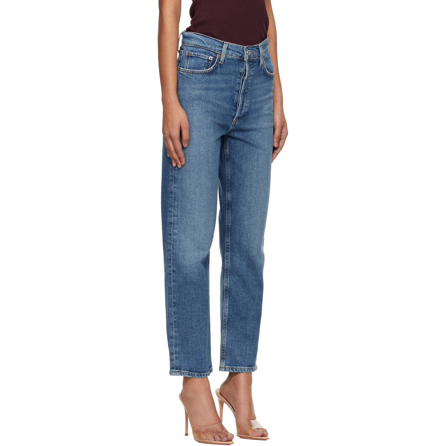  Agolde Blue 90's Pinch Waist Crop Jeans 