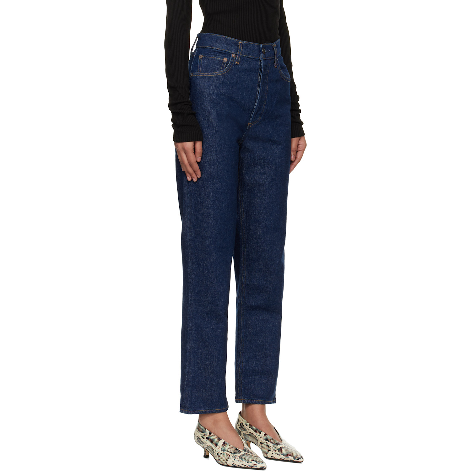  Agolde Blue 90's Pinch Waist Crop Comfort Stretch Jeans 