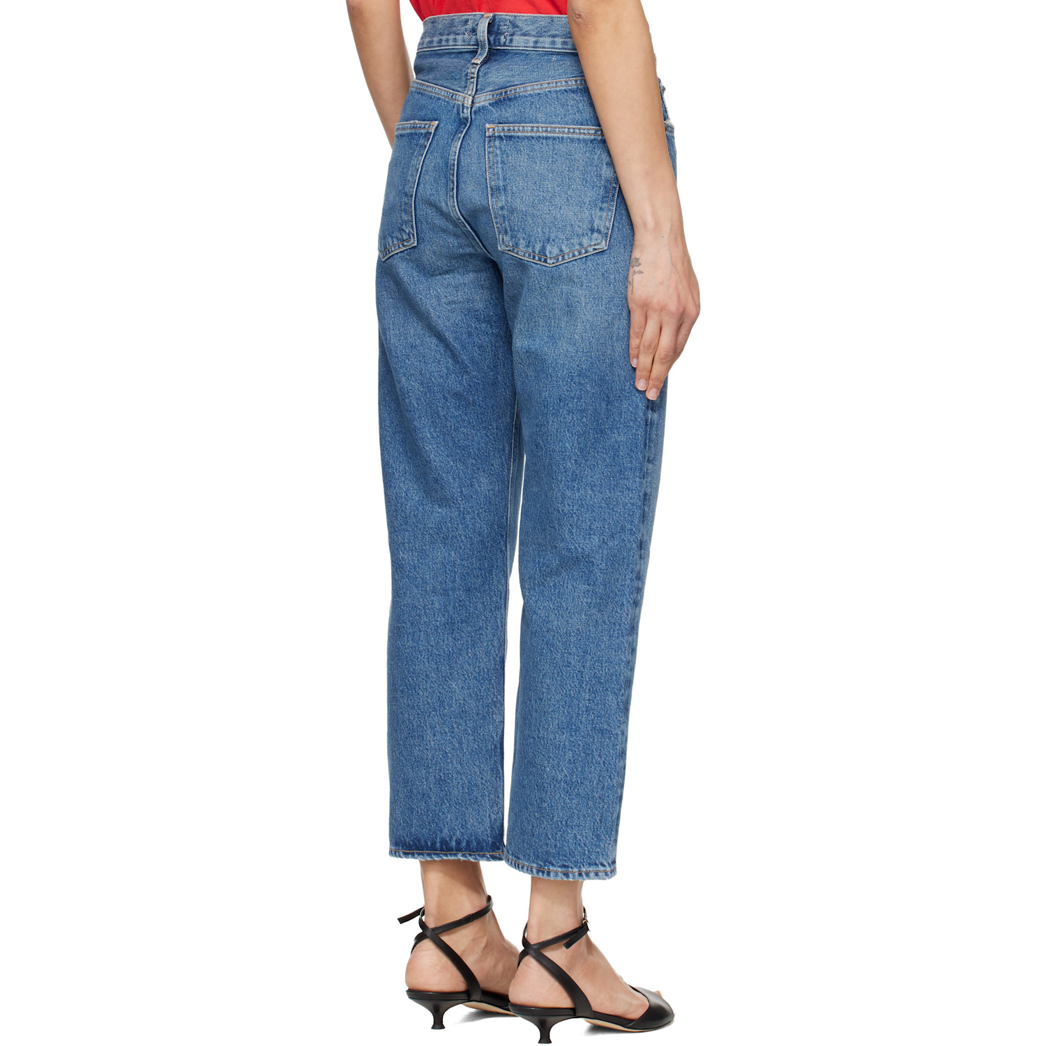  Agolde Blue 90's Crop Mid Rise Straight Jeans 