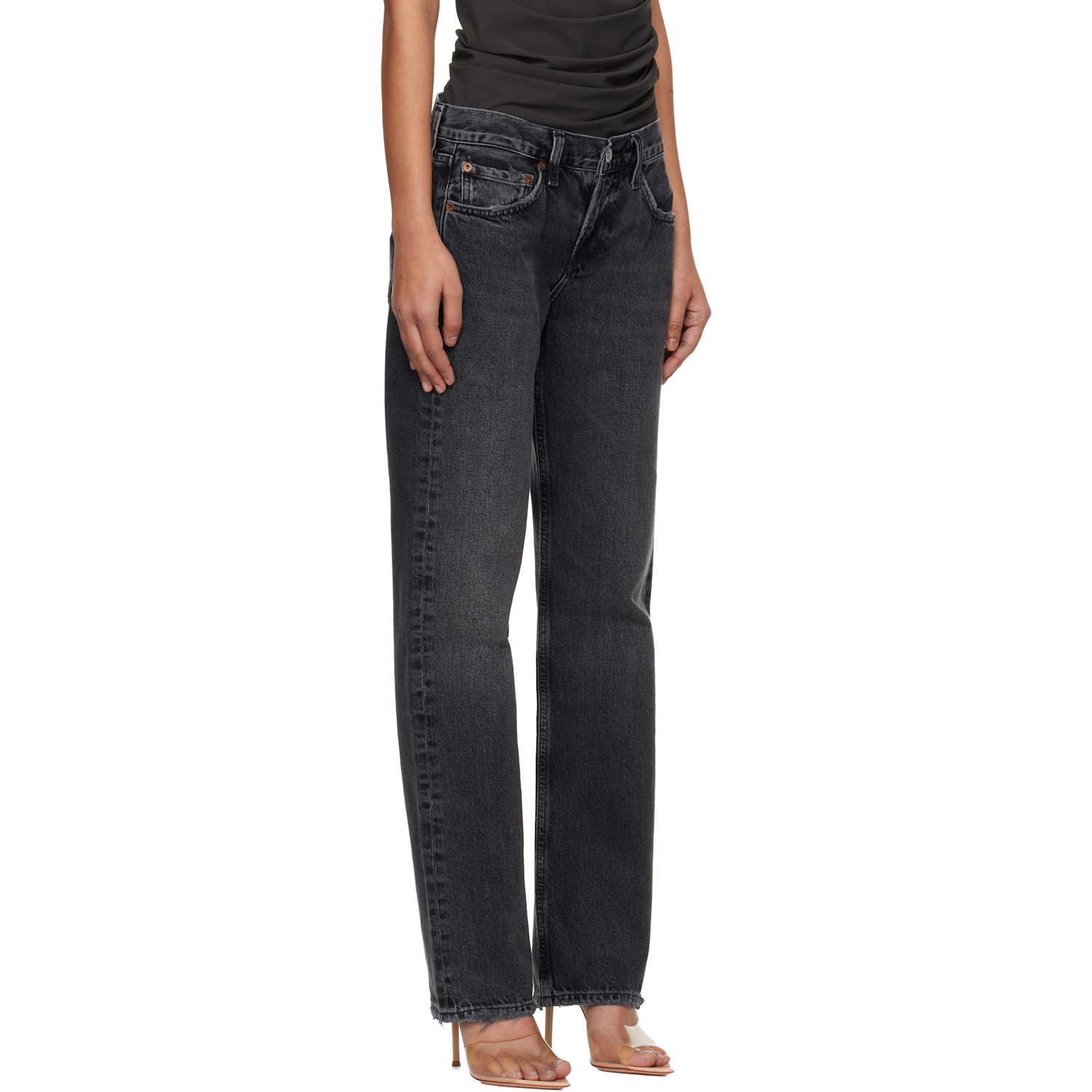  Agolde Black Low Rise Slim Jeans 
