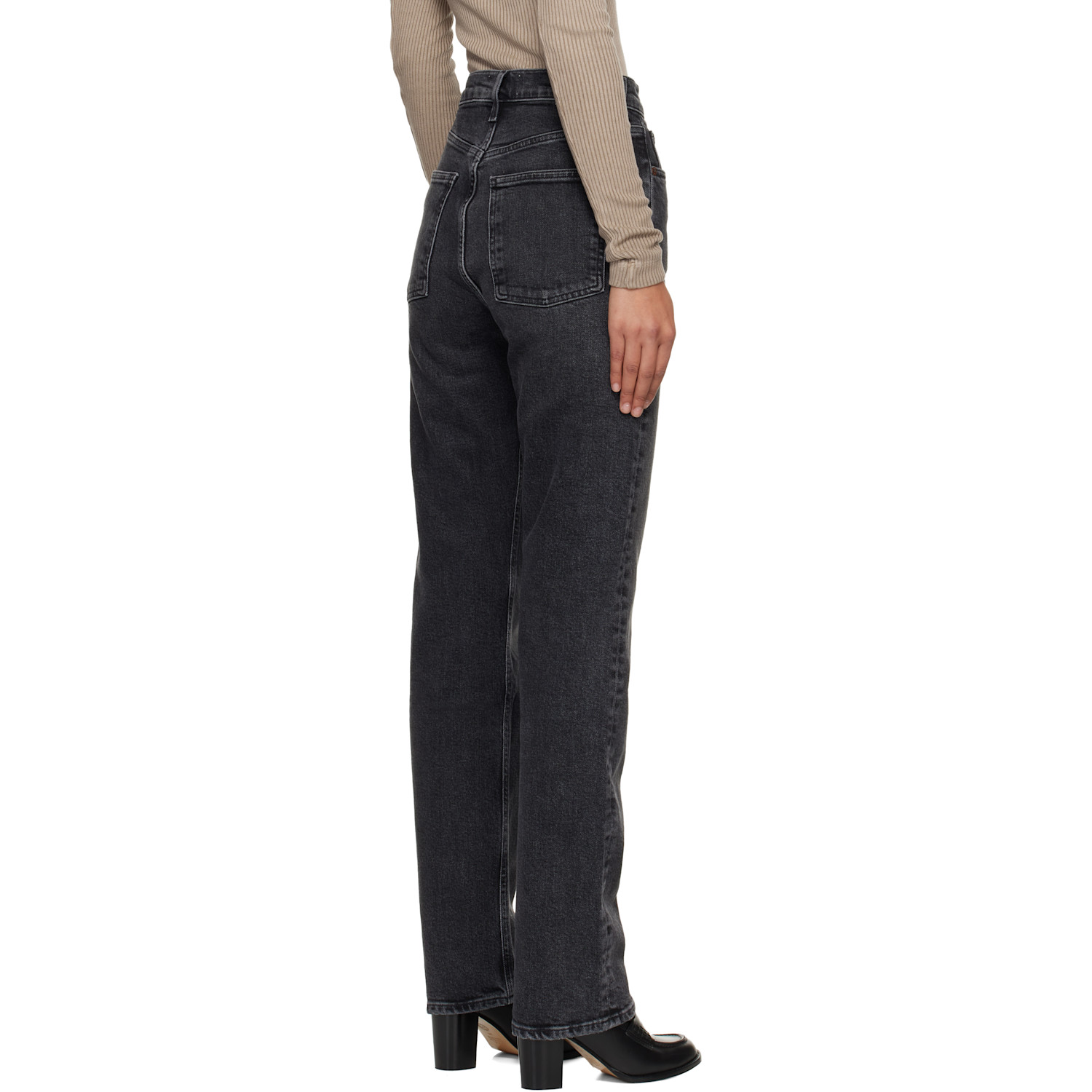  Agolde Black 90's Pinch Waist Long Comfort Stretch Jeans 