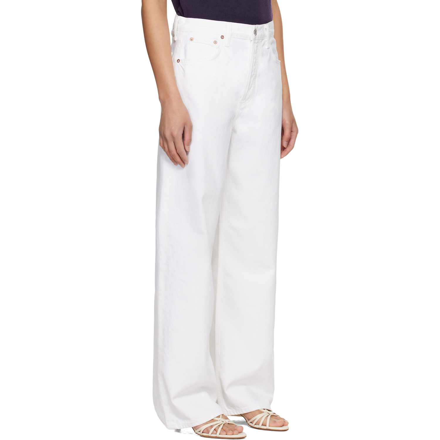  Agolde White Low Slung Baggy Jeans 