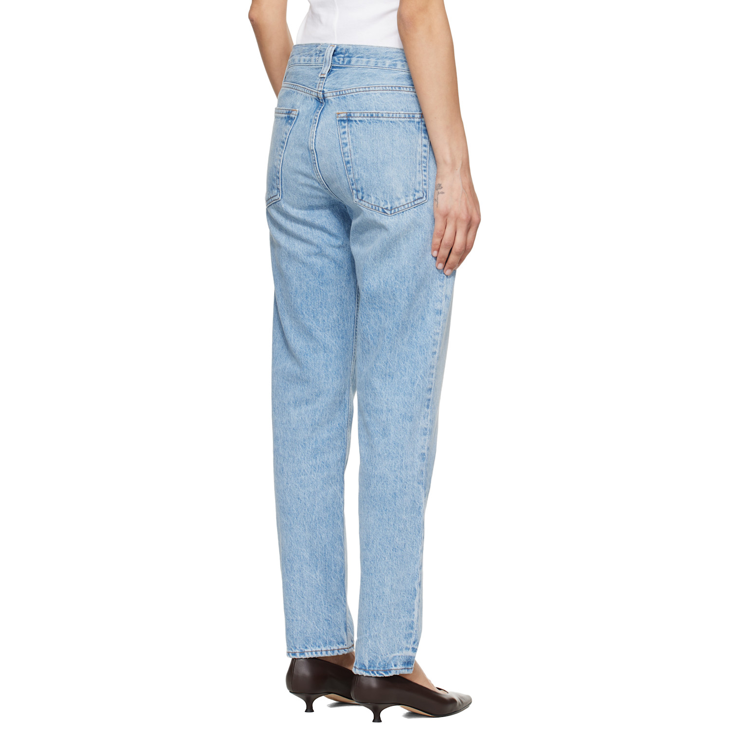  Agolde Blue Romney Mid Rise Straight Leg Jeans 