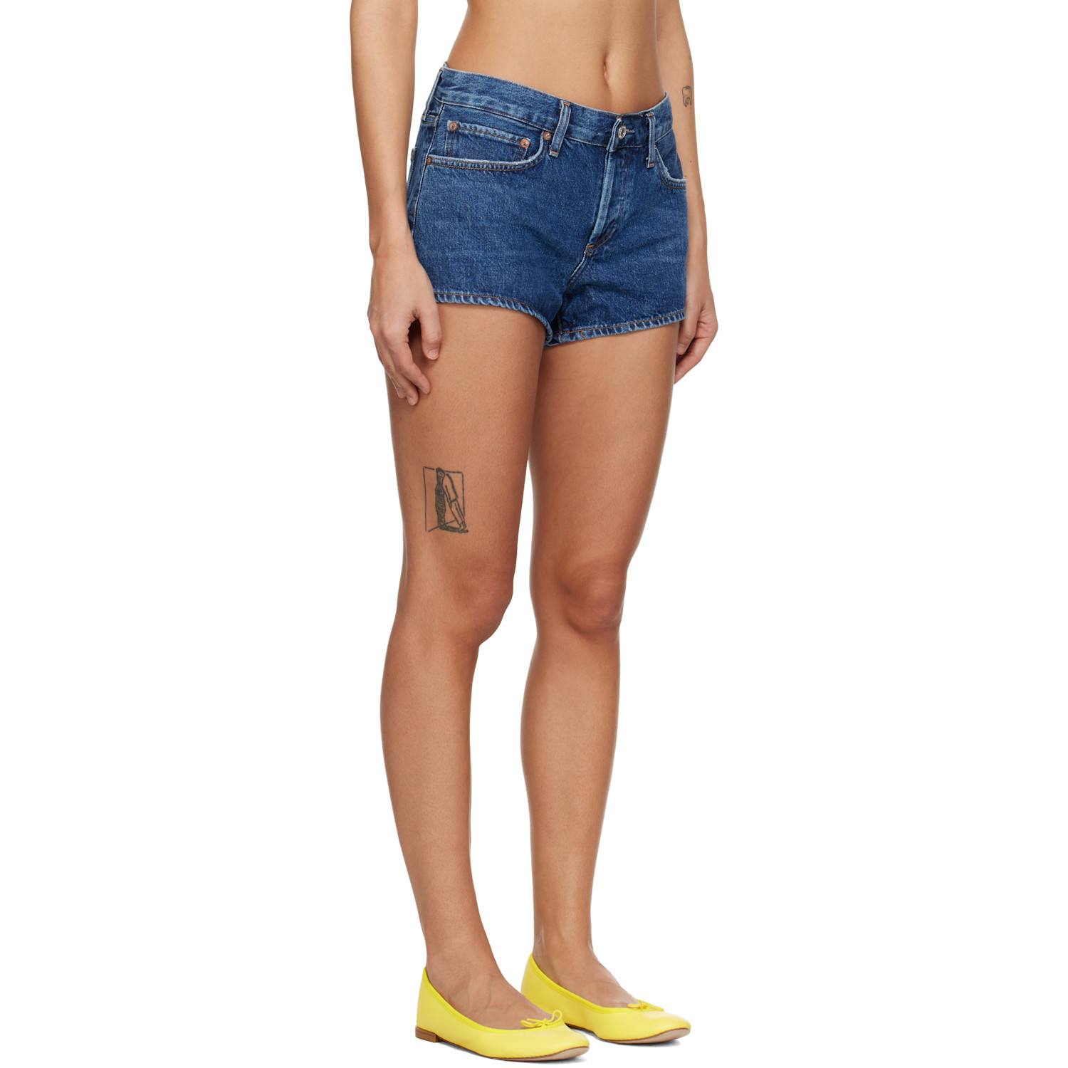  Agolde Blue Low-rise Parker Denim Shorts 