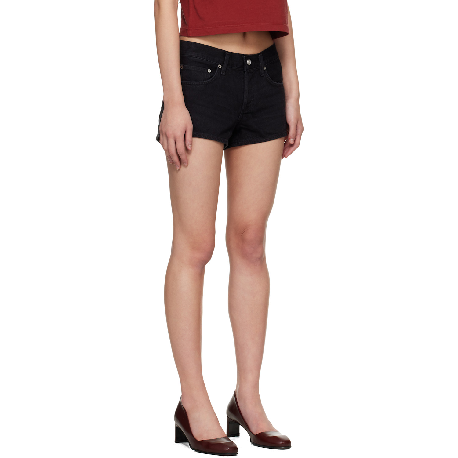  Agolde Black Low-rise Parker Denim Shorts 