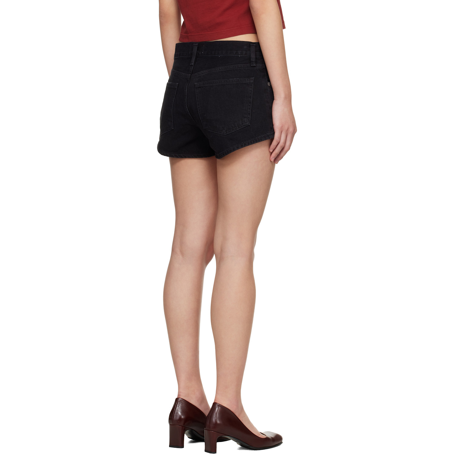  Agolde Black Low-rise Parker Denim Shorts 