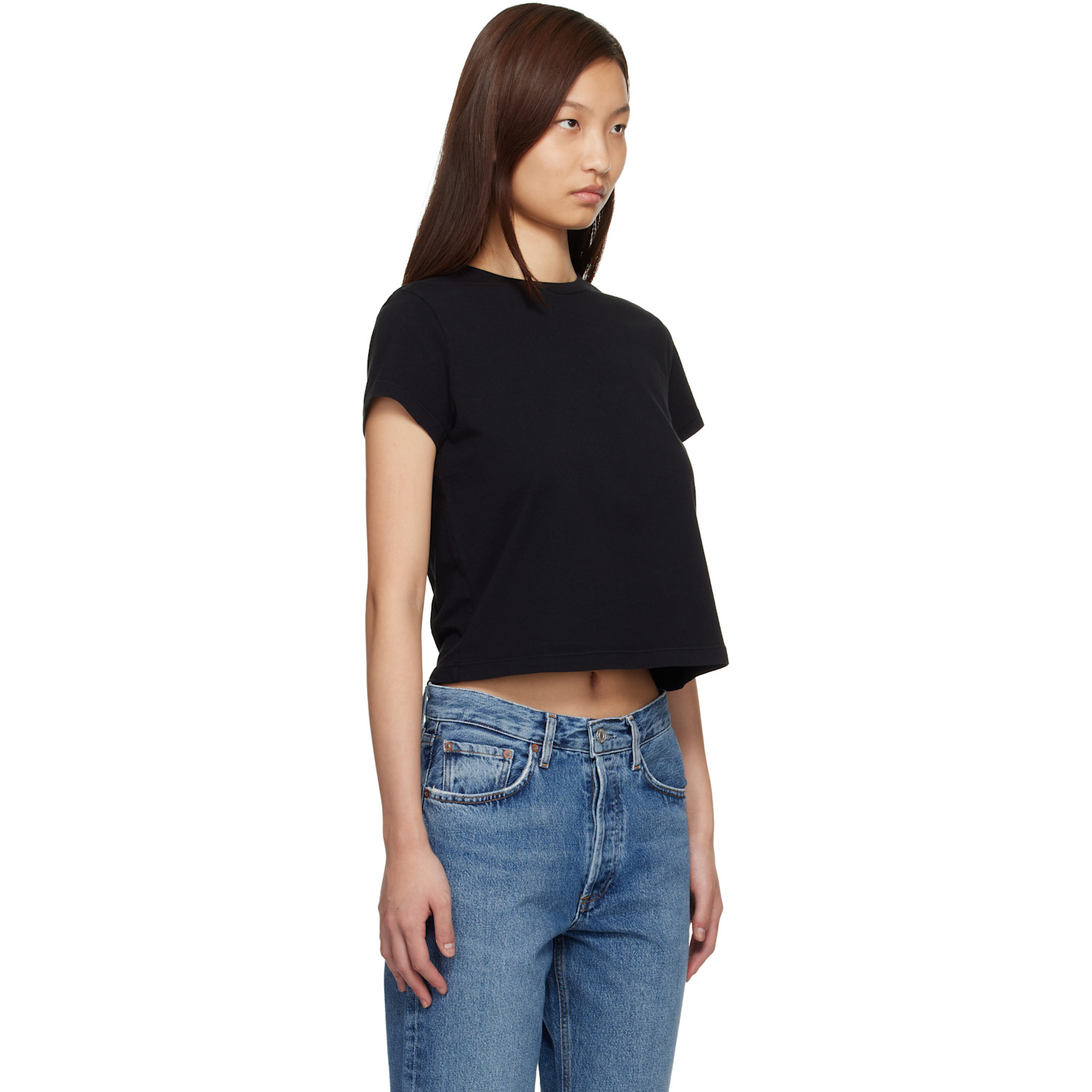 Agolde Black Adine Shrunken T-shirt 