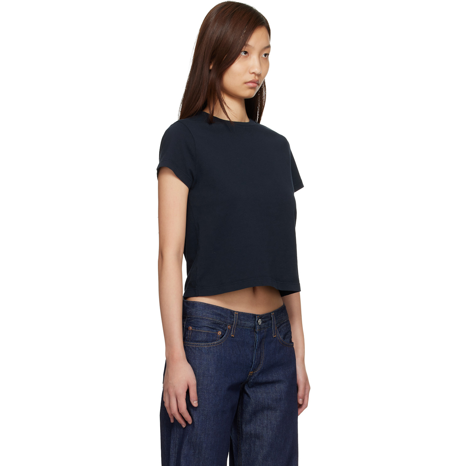  Agolde Navy Adine Shrunken T-shirt 