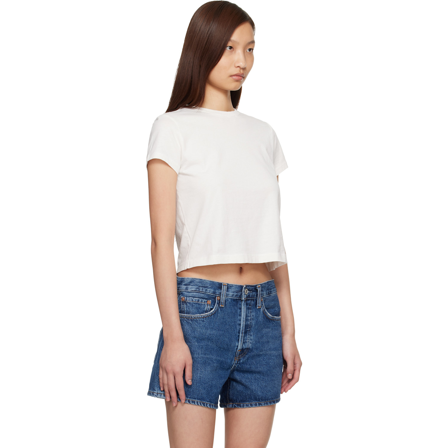  Agolde Off-white Adine Shrunken T-shirt 