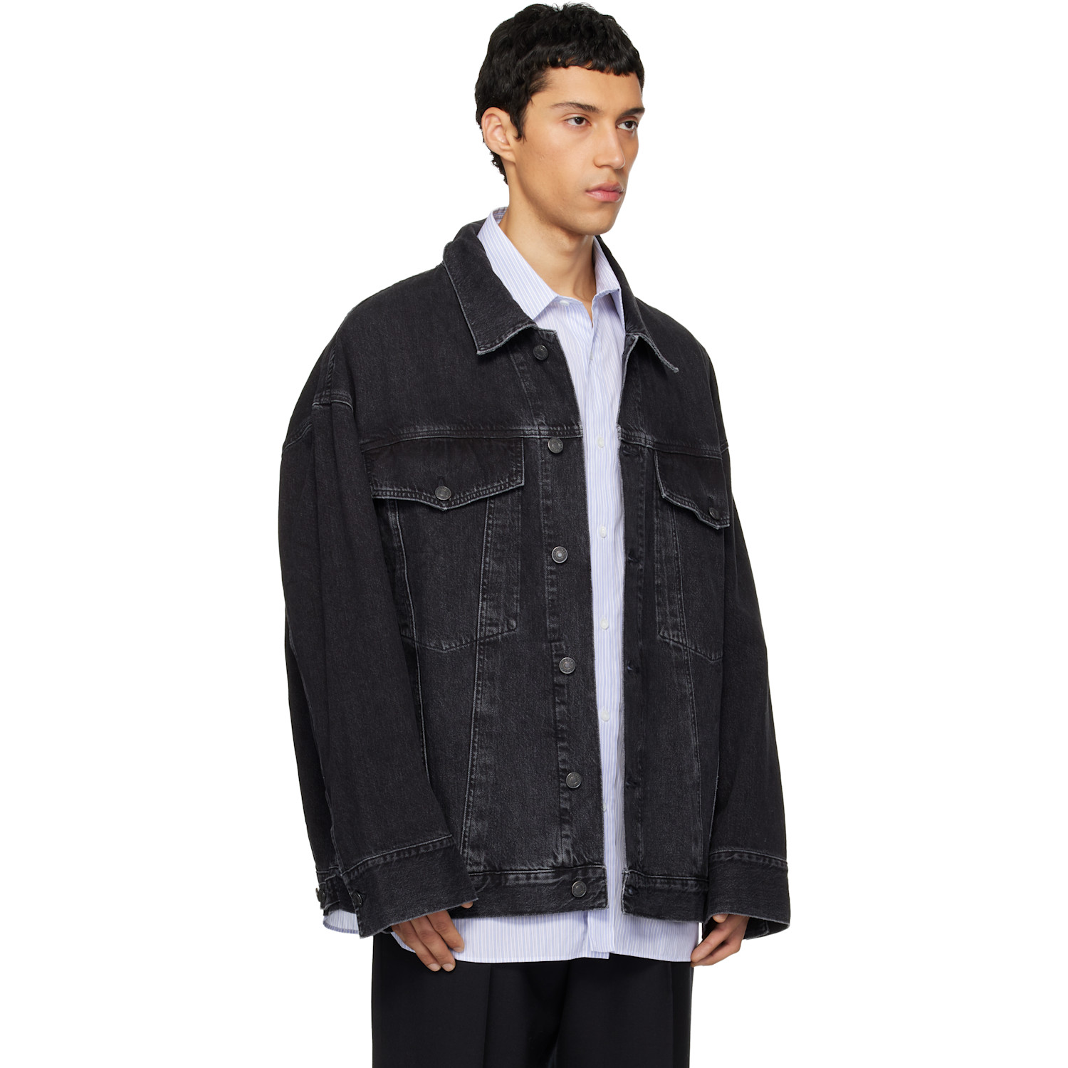  Agolde Black Wayne Denim Jacket 
