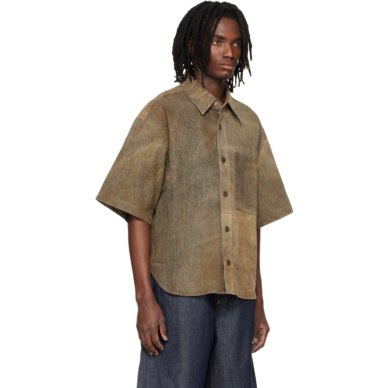  Agolde Brown Comfort Stretch Watson Denim Shirt 