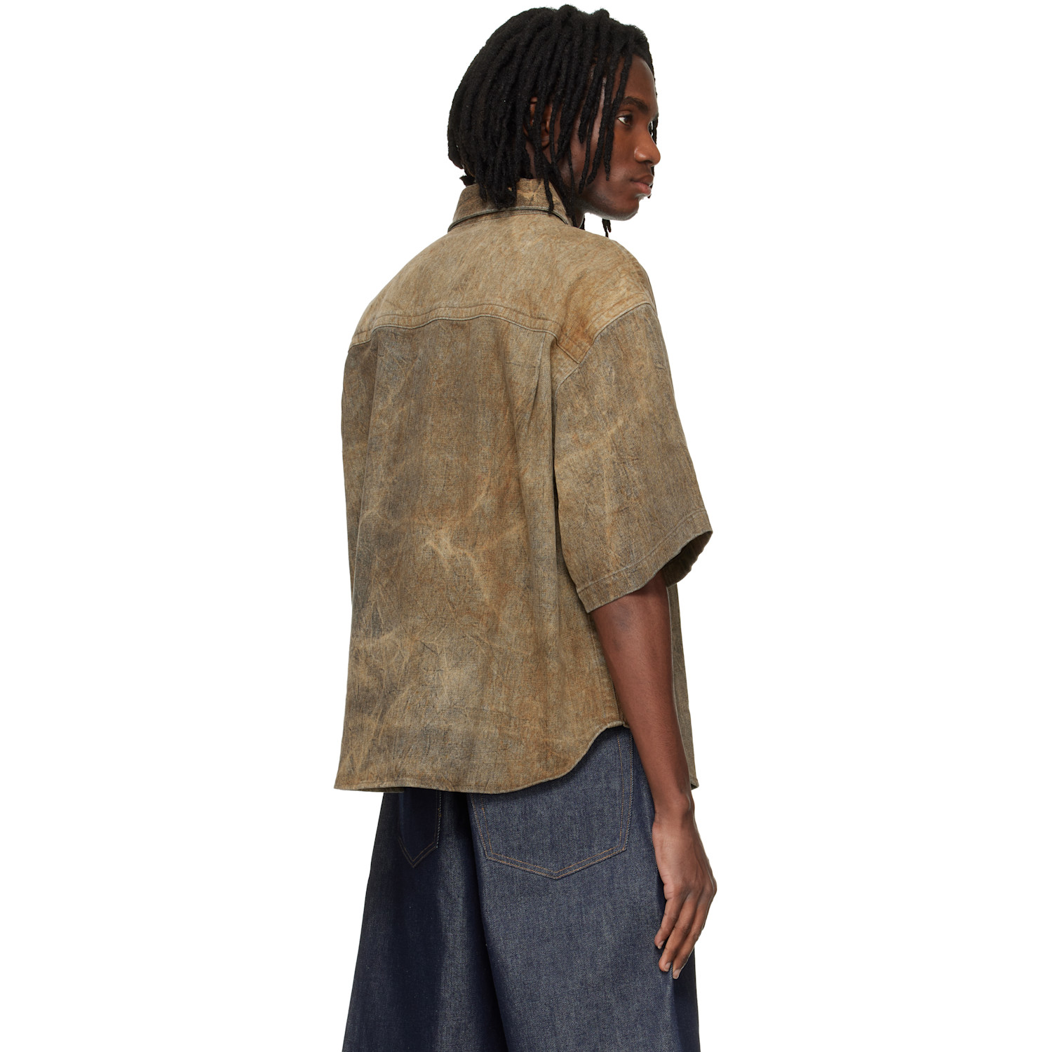  Agolde Brown Comfort Stretch Watson Denim Shirt 