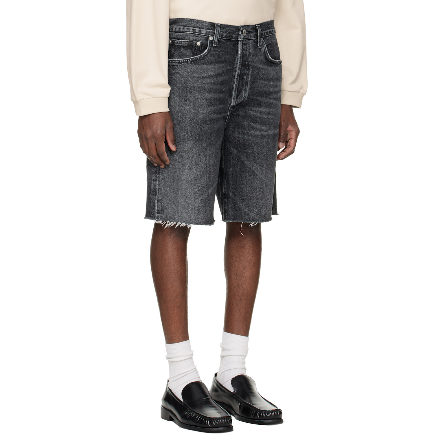  Agolde Black Anson Denim Shorts 
