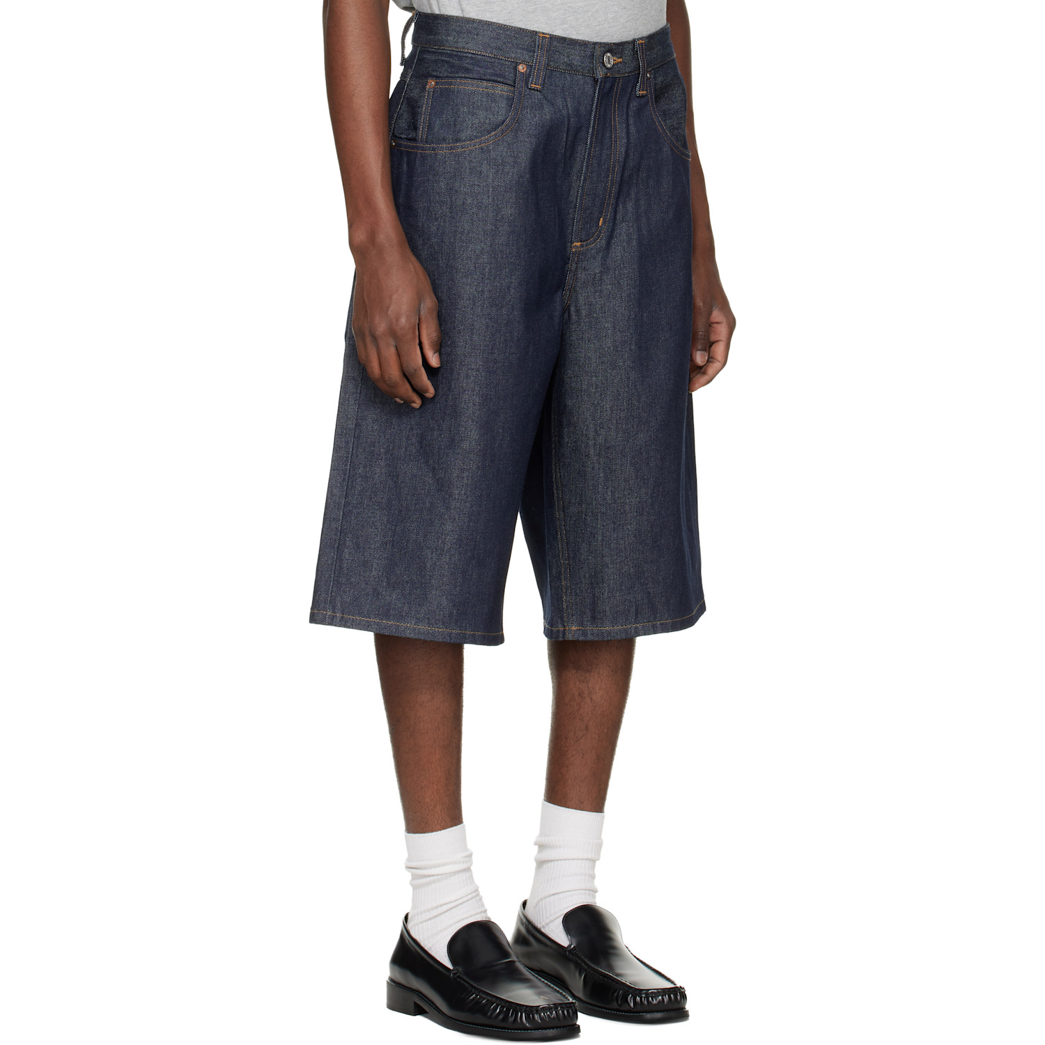  Agolde Navy Fusion Skater Denim Shorts 