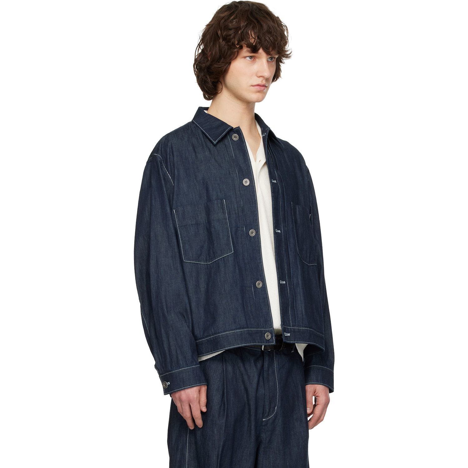  Solid Homme Navy Japanese Denim Trucker Jacket 