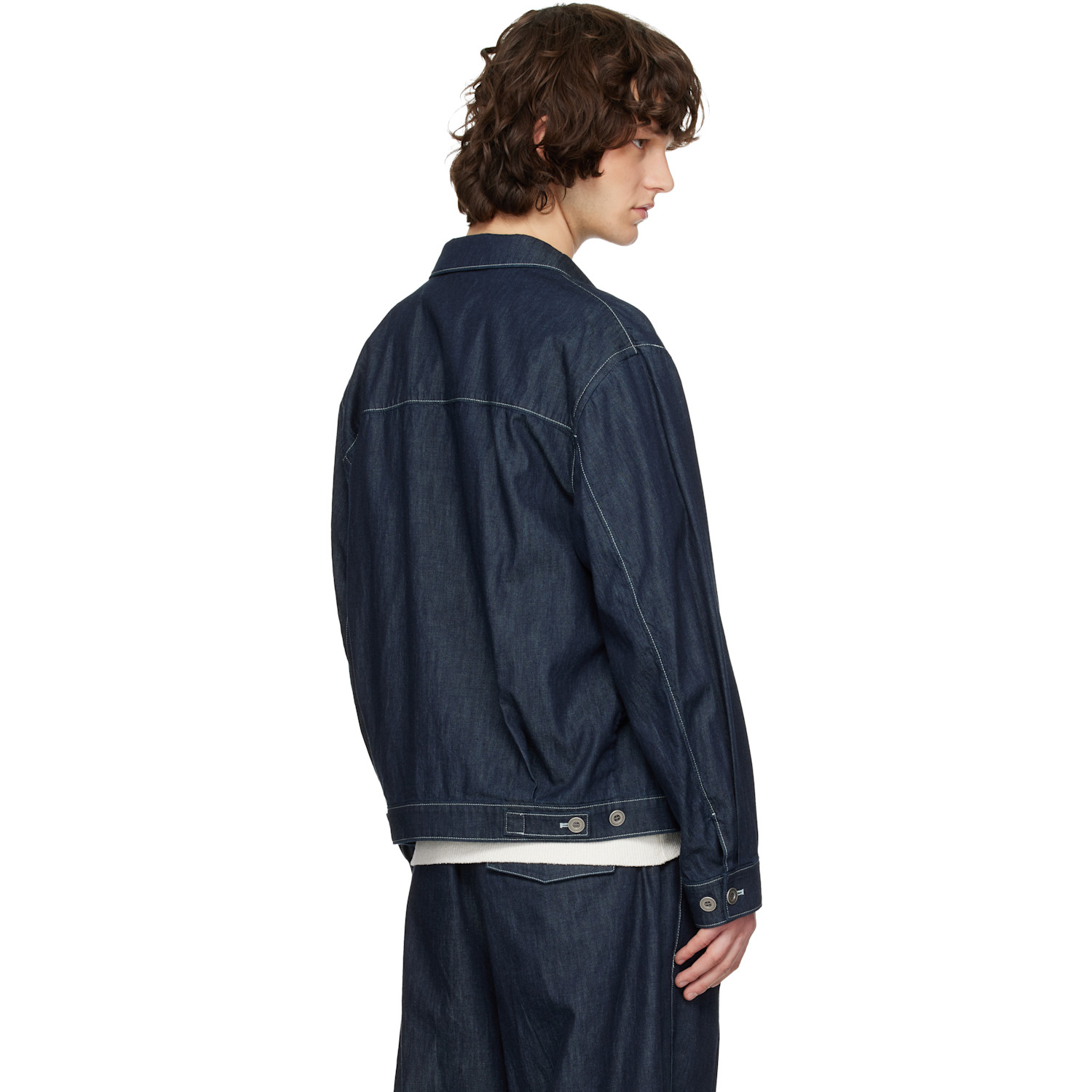  Solid Homme Navy Japanese Denim Trucker Jacket 