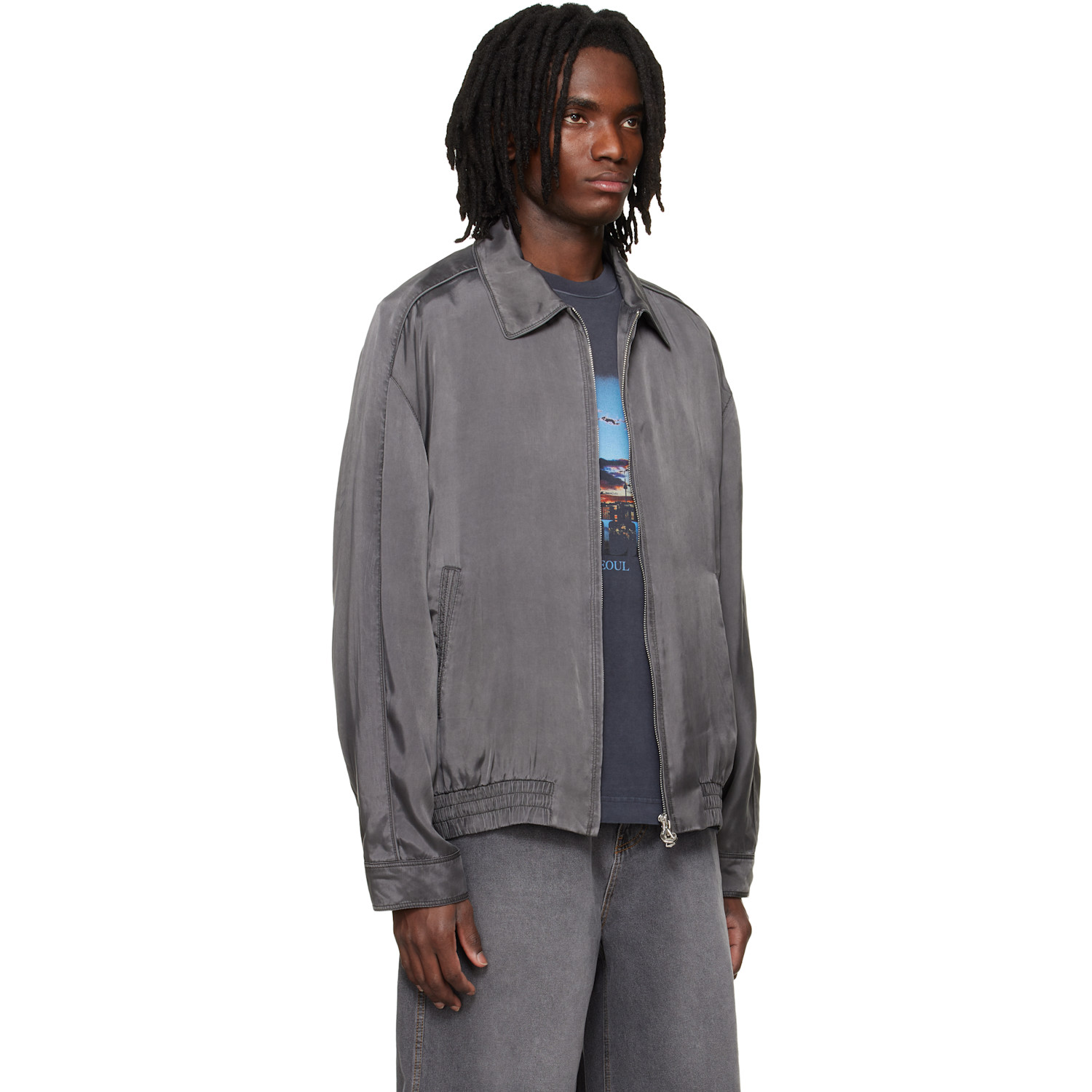  Solid Homme Gray Washed Cupro Blouson Jacket 