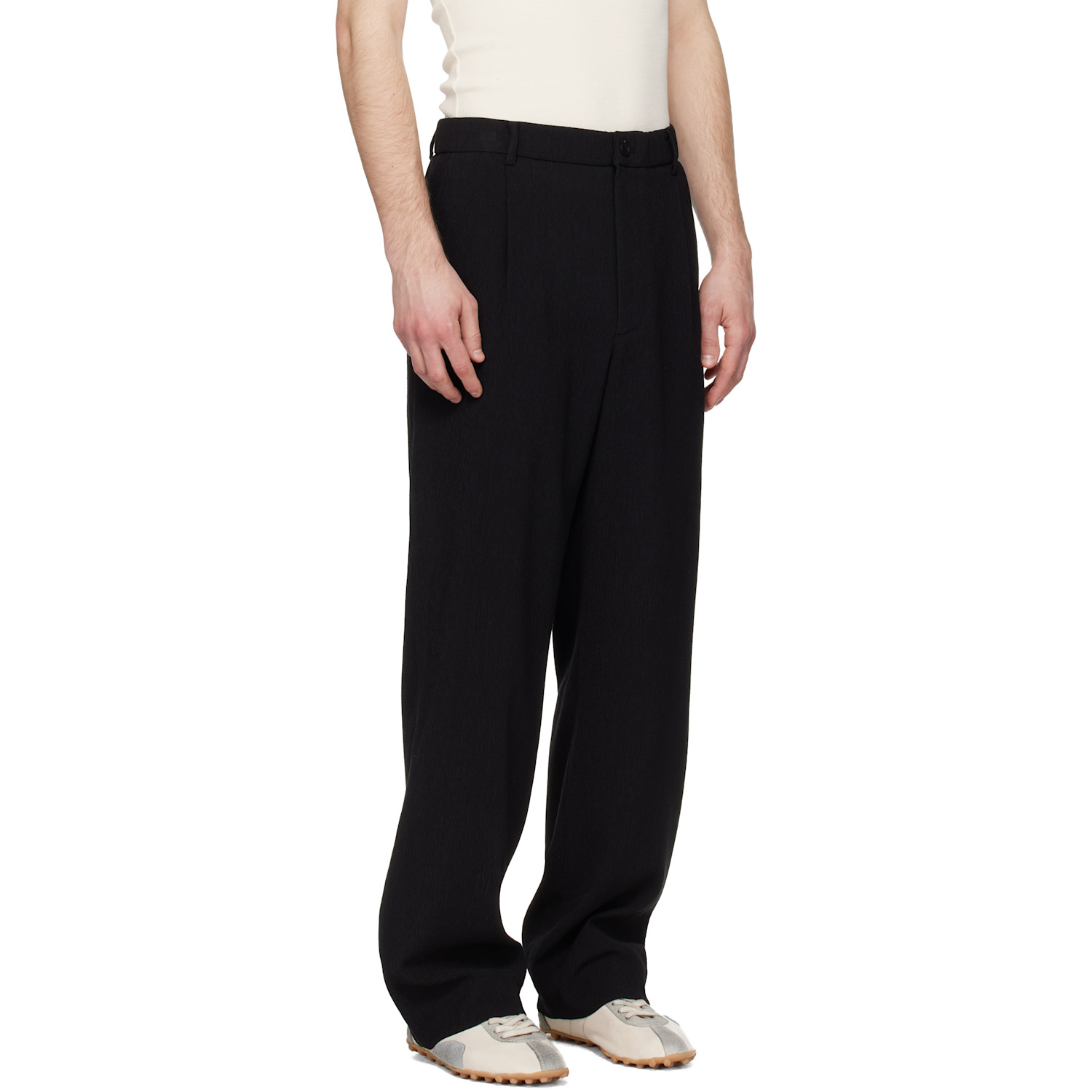  Solid Homme Black Pleated Trousers 