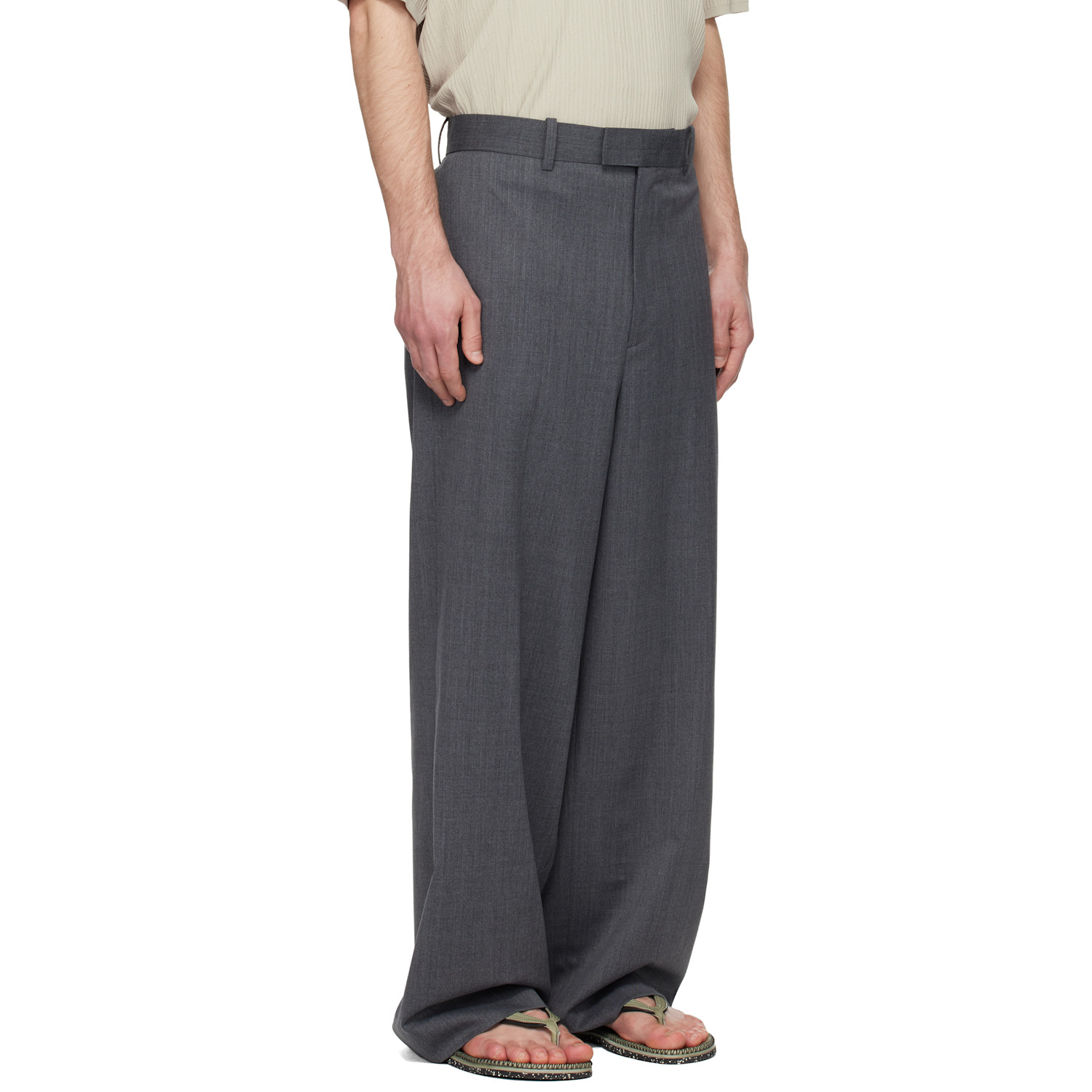  Solid Homme Gray Semi-wide Back Banding Trousers 