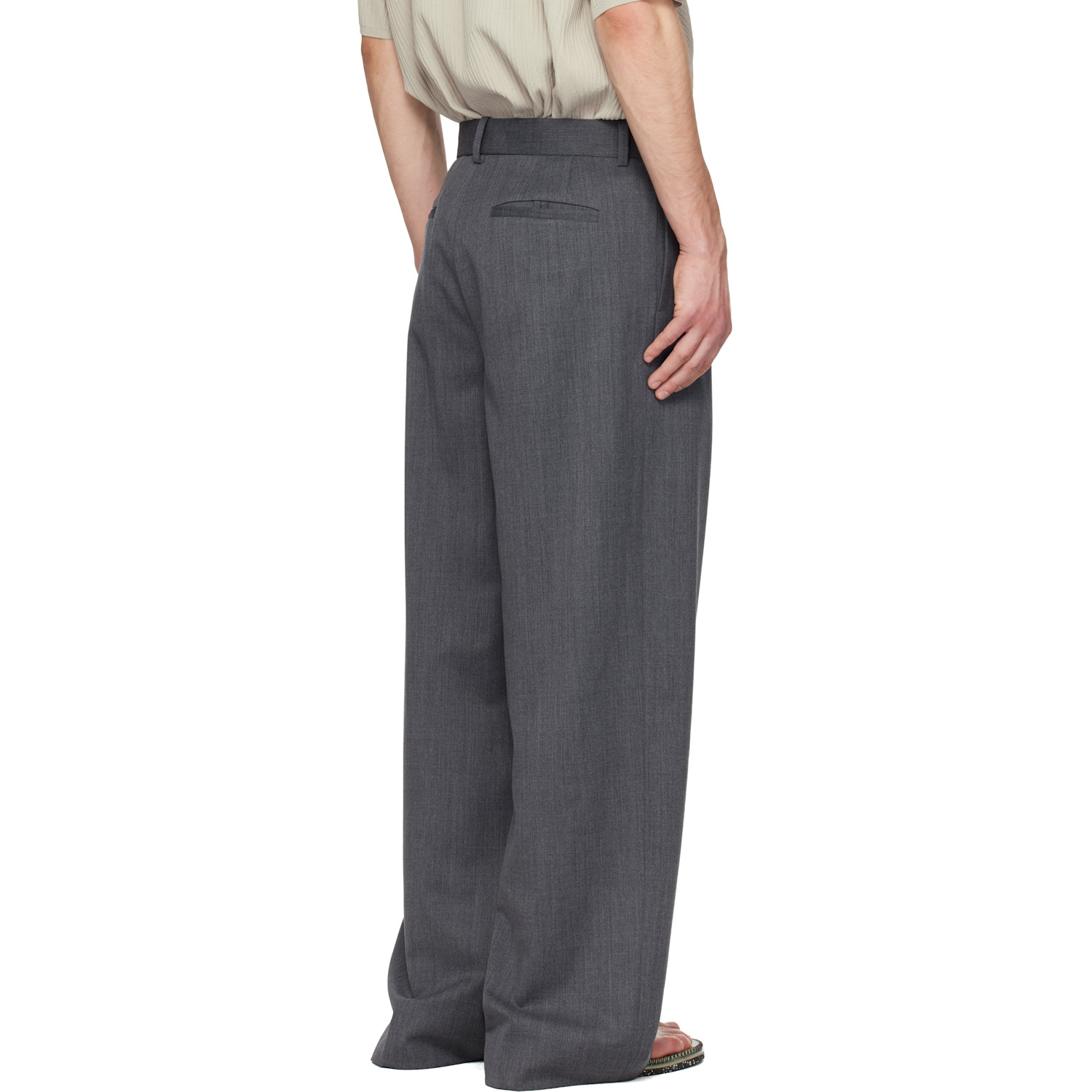  Solid Homme Gray Semi-wide Back Banding Trousers 