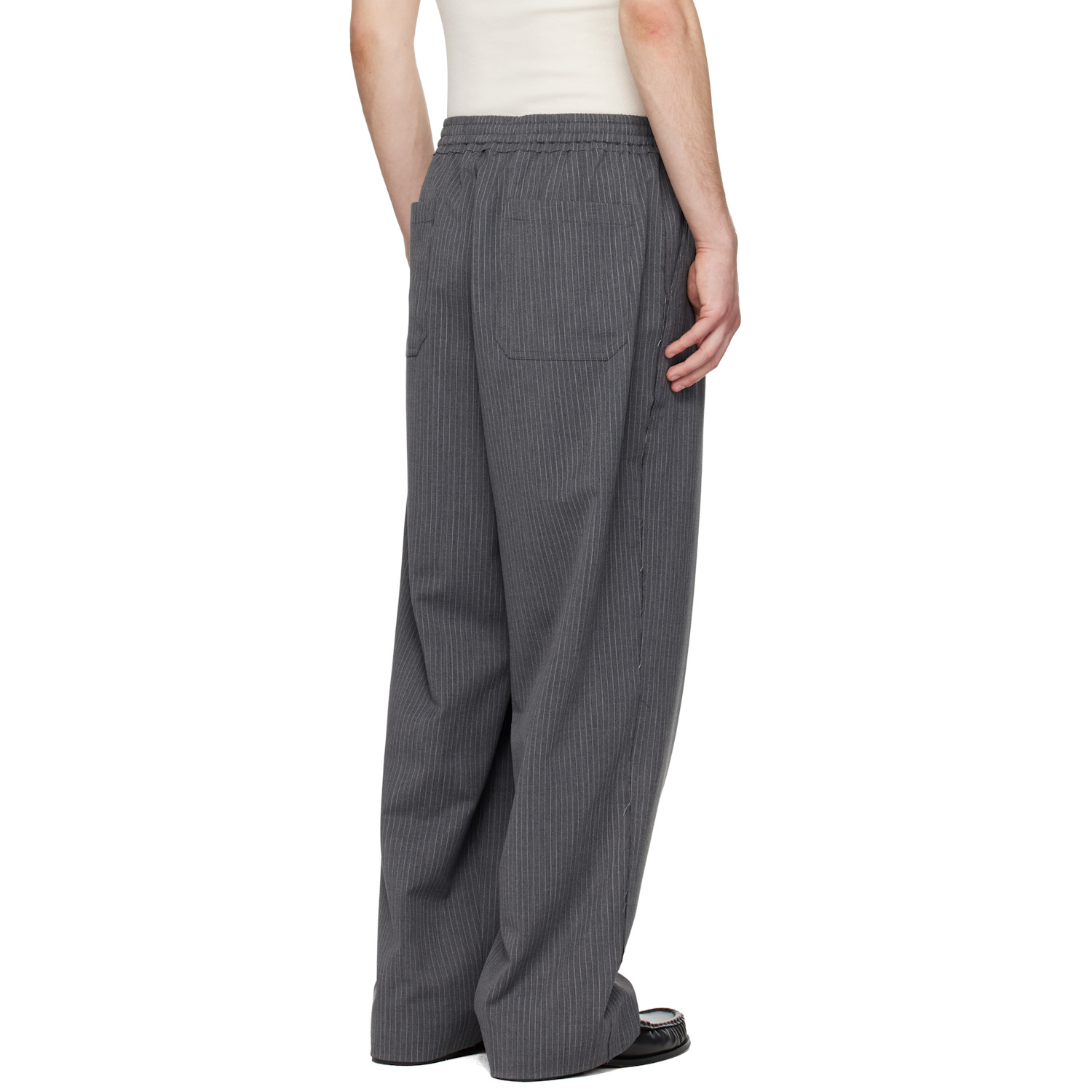  Solid Homme Gray Striped Wool Trousers 