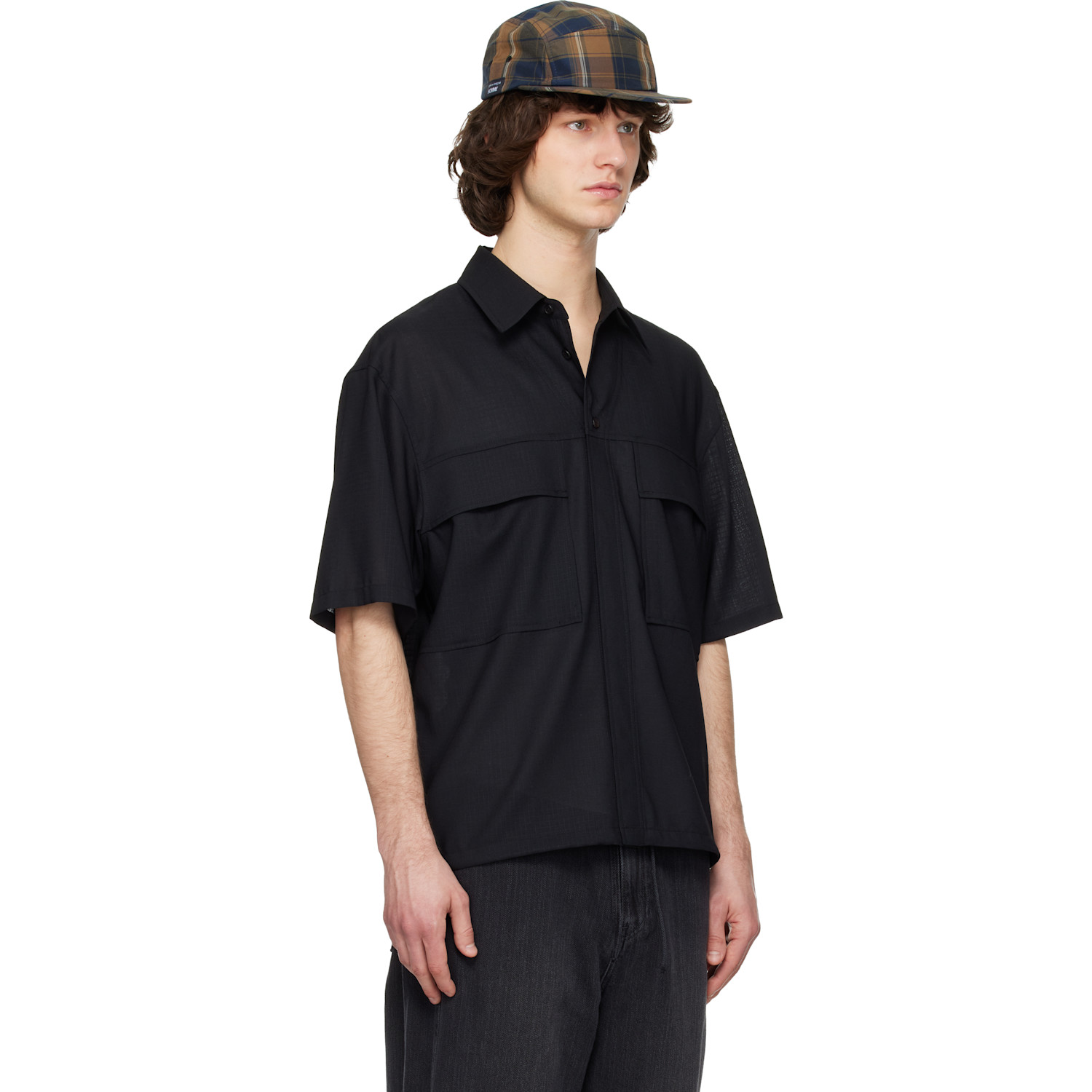  Solid Homme Black Flap Pocket Shirt 