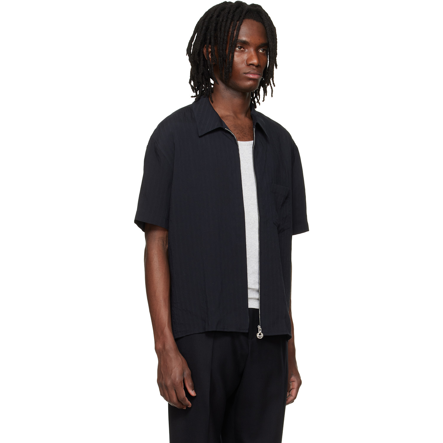  Solid Homme Black Zip Shirt 