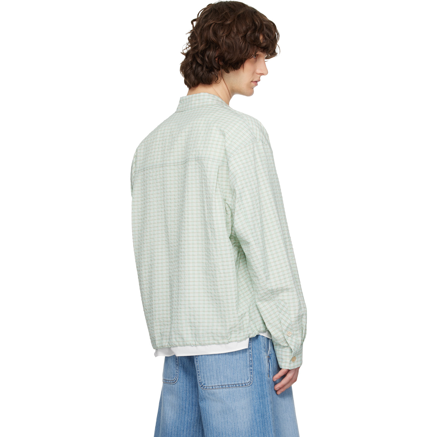  Solid Homme Green & White Layered Check Out Shirt 