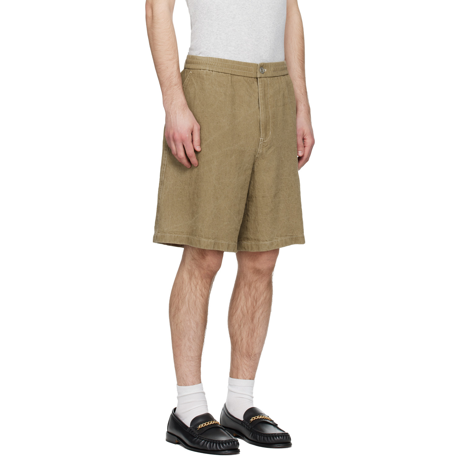  Solid Homme Khaki Linen Shorts 