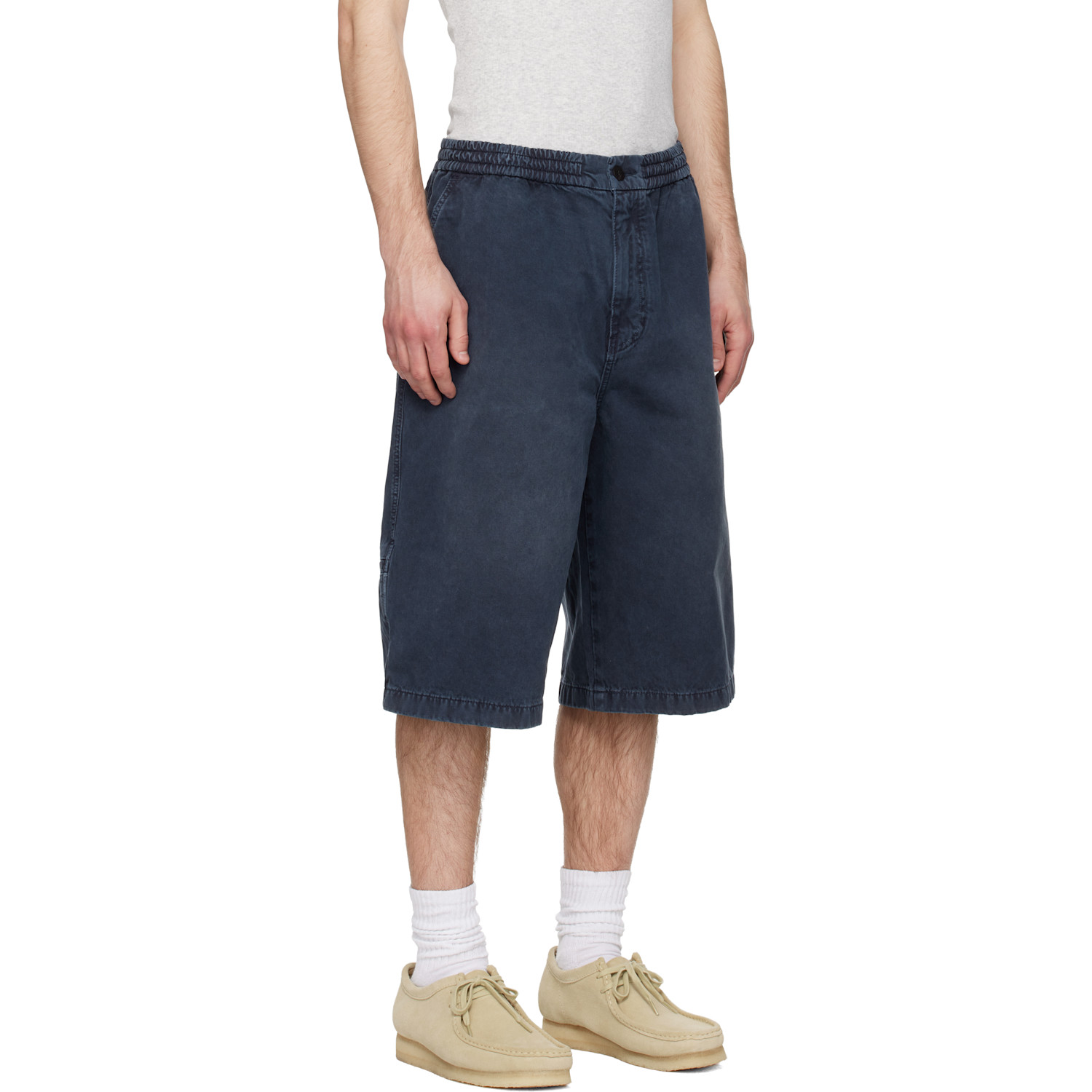  Solid Homme Gray Faded Denim Shorts 