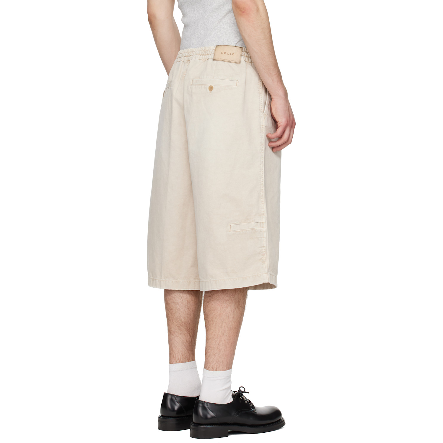  Solid Homme Beige Faded Denim Shorts 