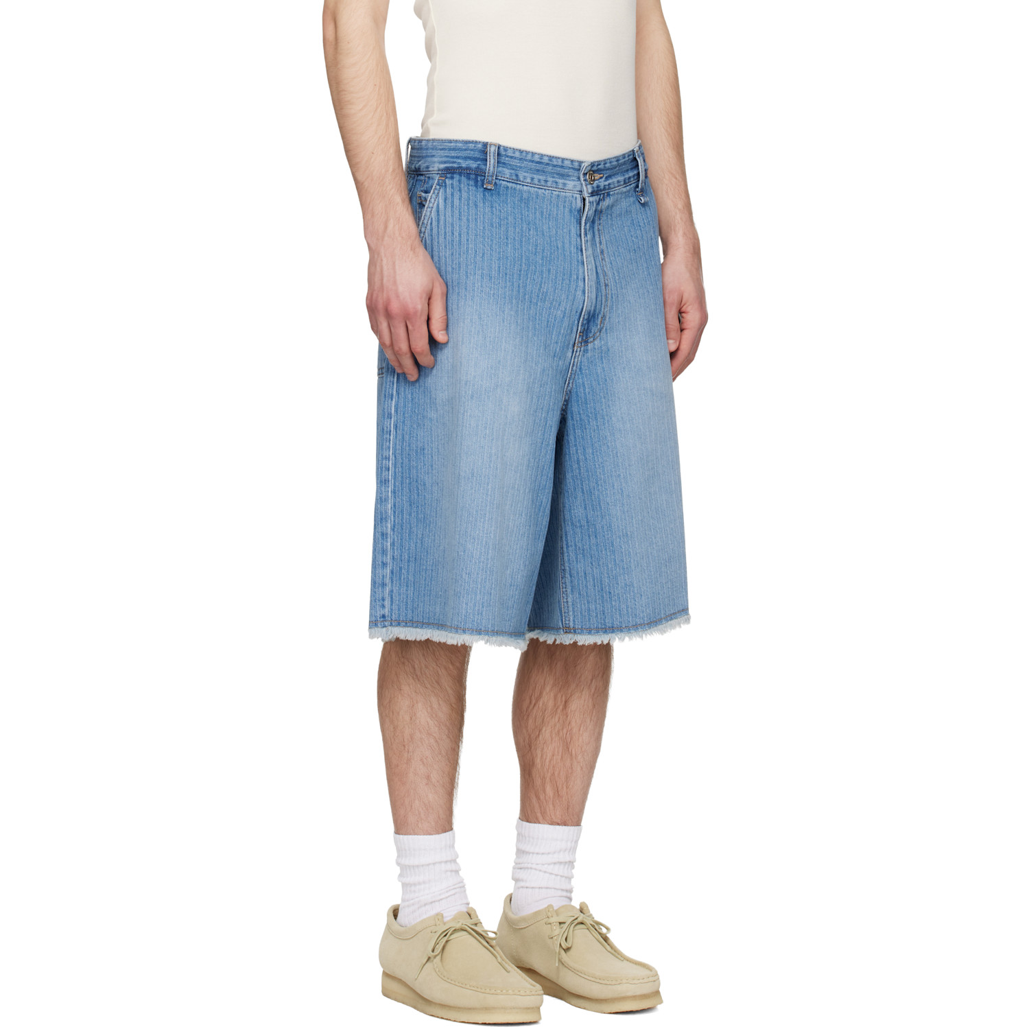  Solid Homme Blue Stripe Denim Bermuda Shorts 