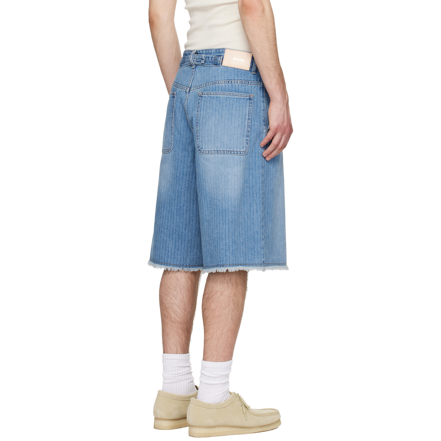  Solid Homme Blue Stripe Denim Bermuda Shorts 