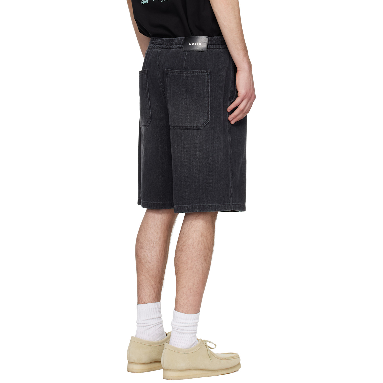  Solid Homme Gray Drawstring Denim Shorts 
