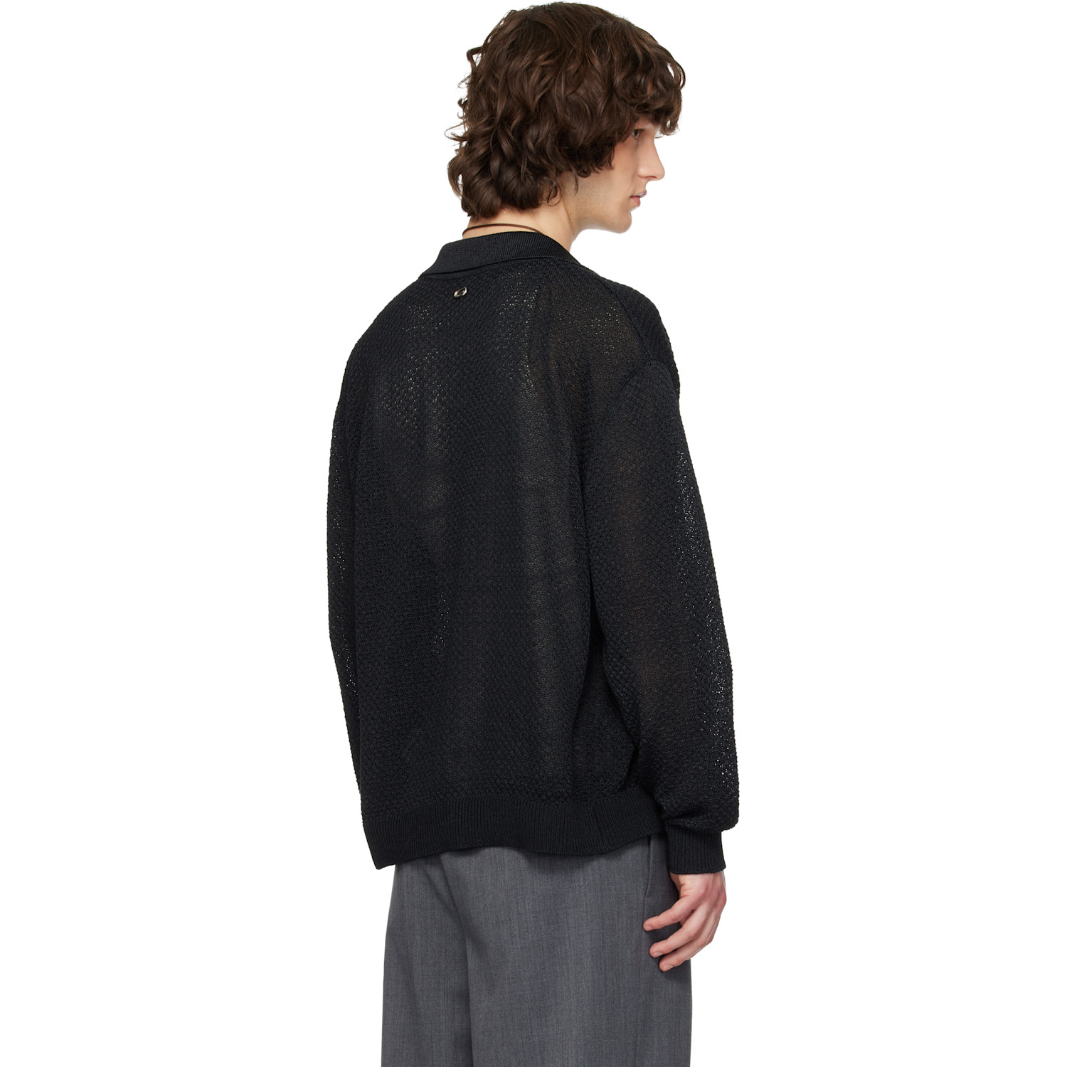  Solid Homme Black Collar Button Cardigan 
