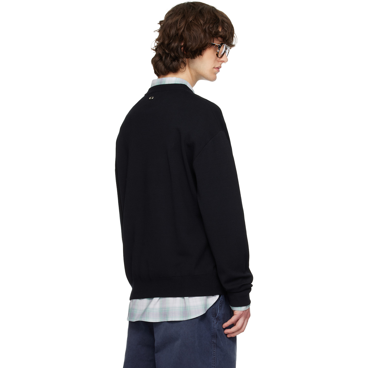  Solid Homme Black Sweat Round Neck Knit Sweater 