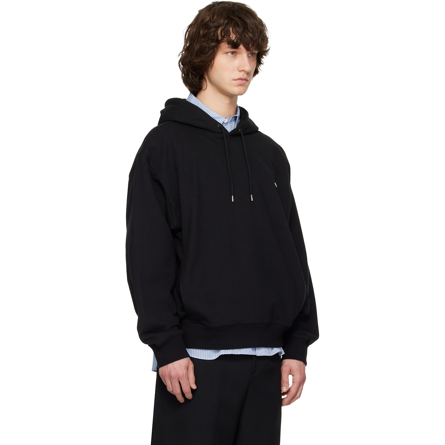  Solid Homme Black Solid Back Logo Hoodie 