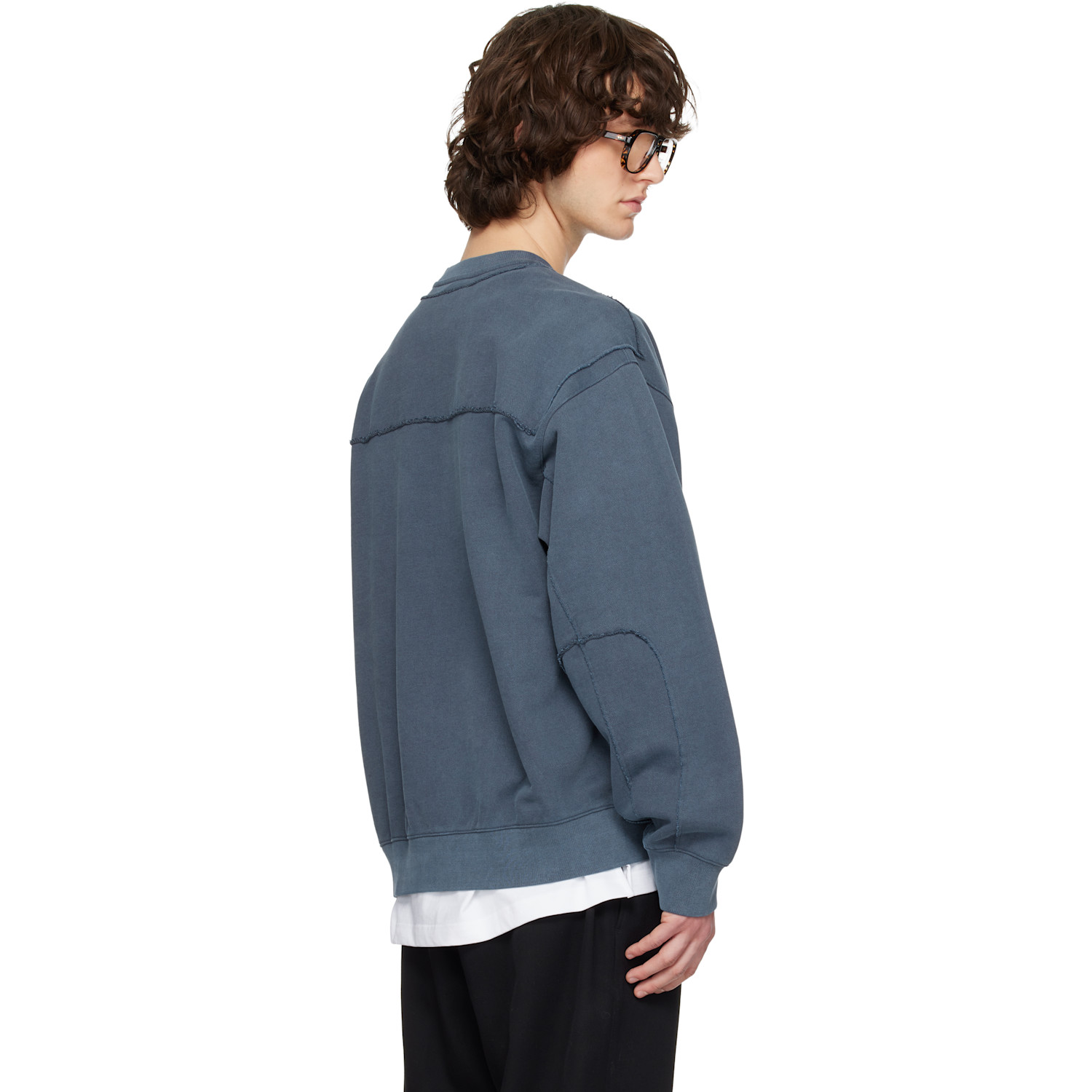  Solid Homme Navy Solid Out Seam Sweatshirt 