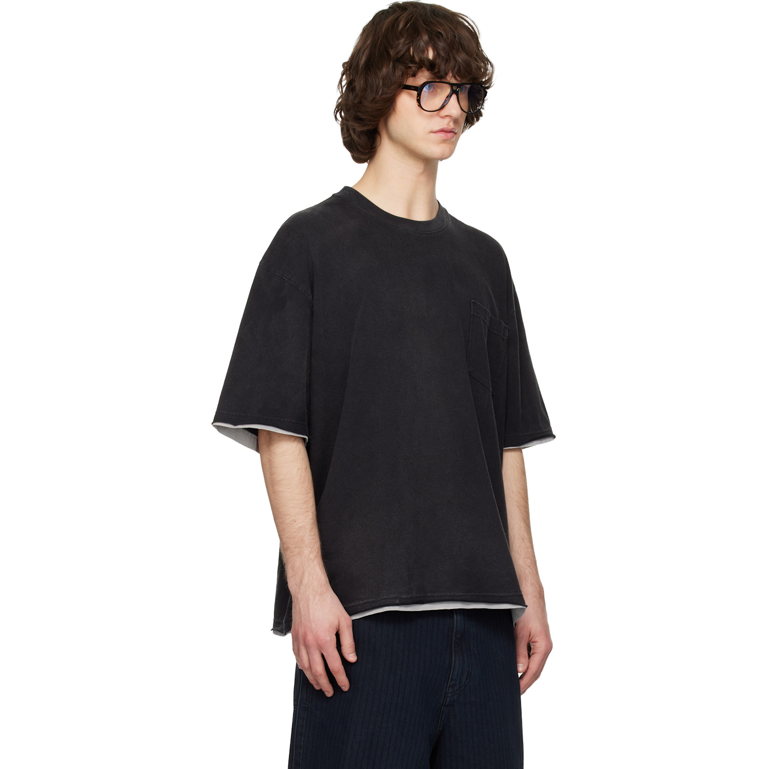  Solid Homme Gray Layered Short-sleeve T-shirt 