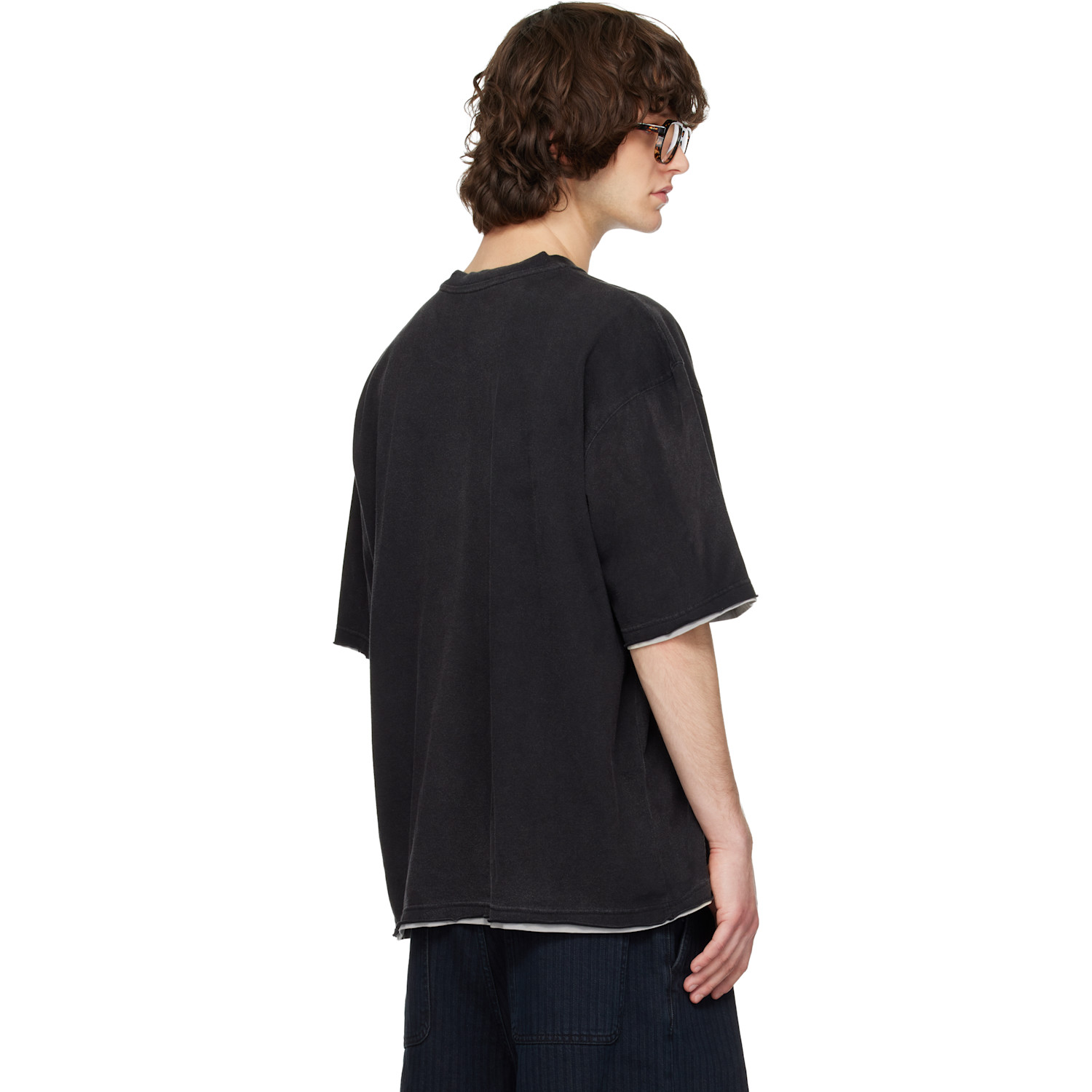  Solid Homme Gray Layered Short-sleeve T-shirt 