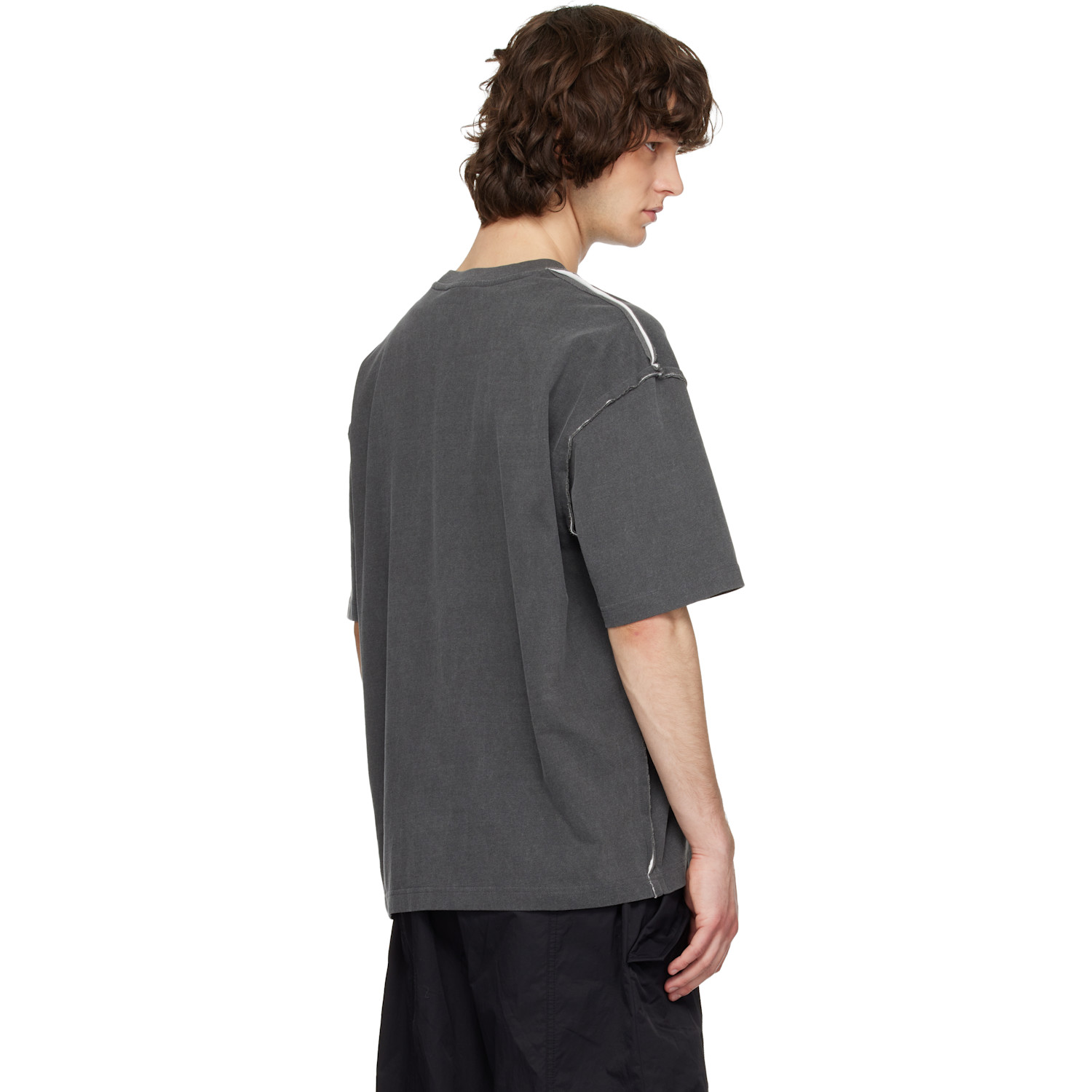  Solid Homme Gray Raw-edge T-shirt 
